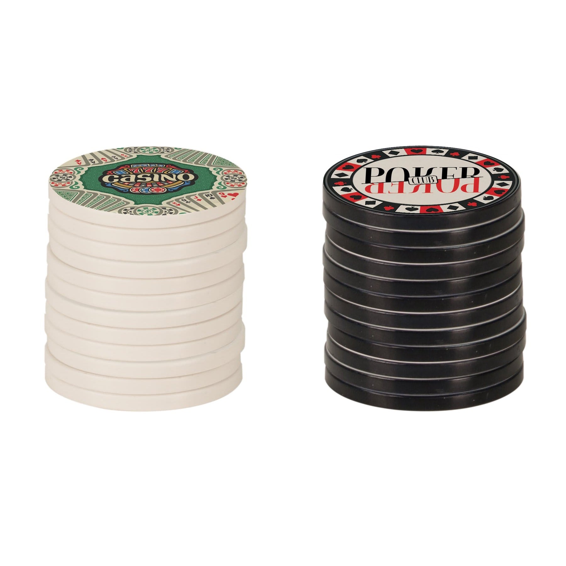 1.5" White Sublimatable Poker Chip with Black Edge