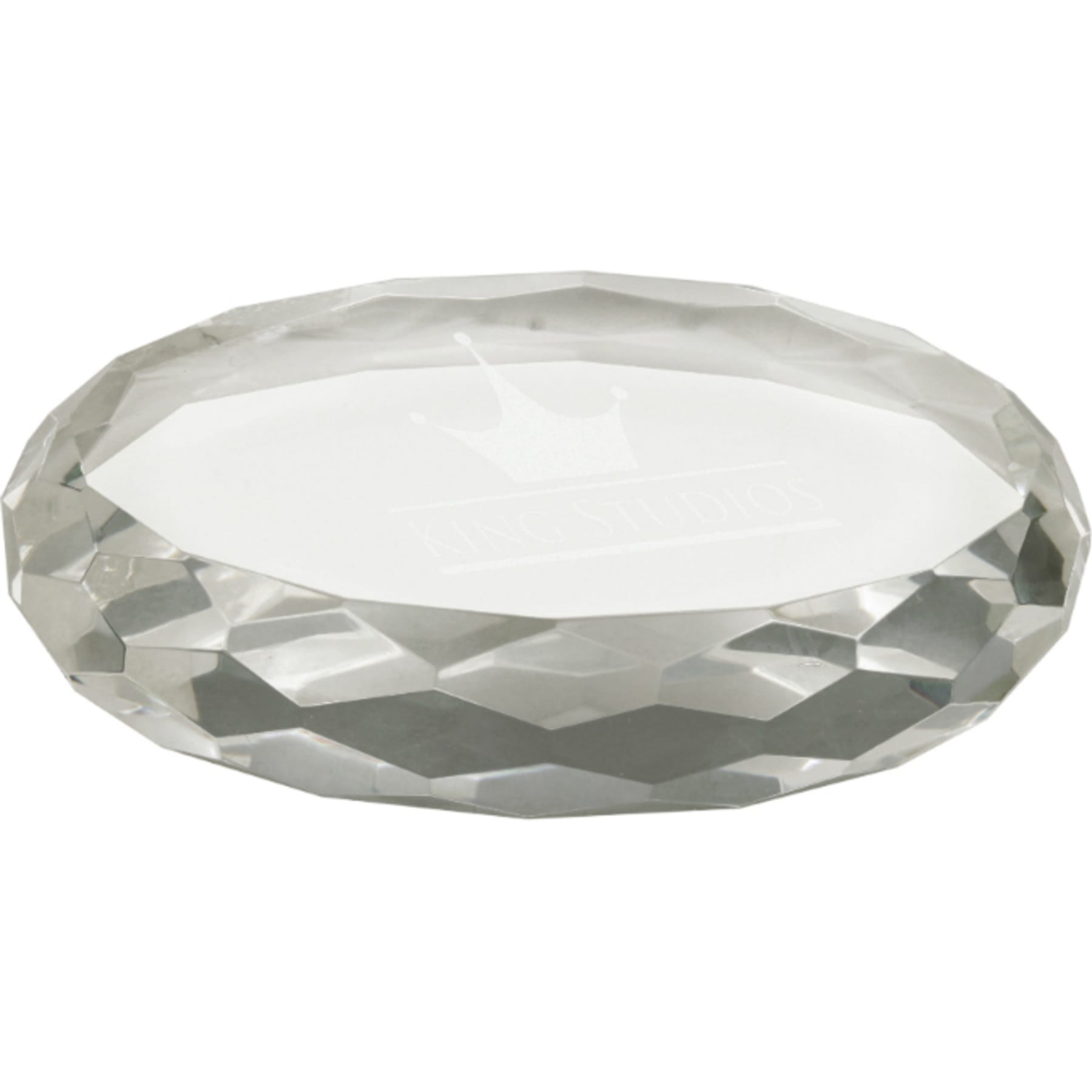 4" x 2.75" Clear Oval Crystal Paperweight