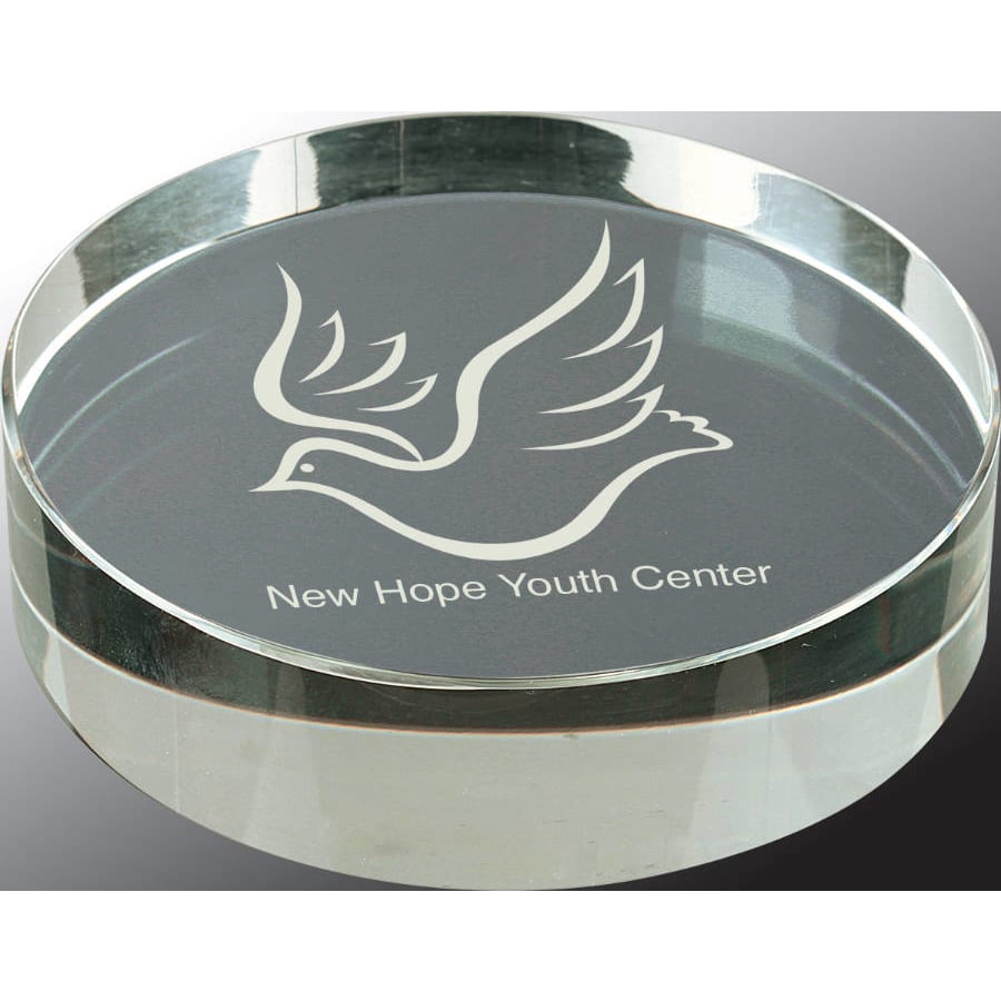 3.1" Crystal Round Paperweight