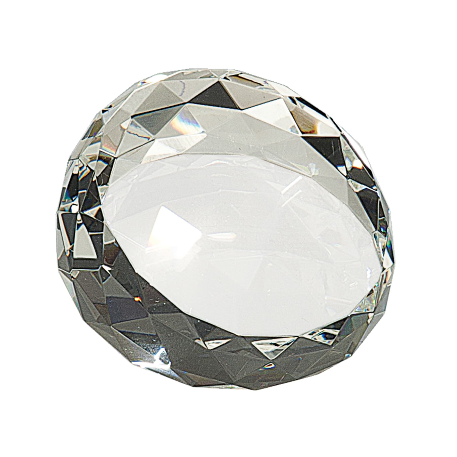 2.5" x 1.75" Clear Round Crystal Facet Paperweight