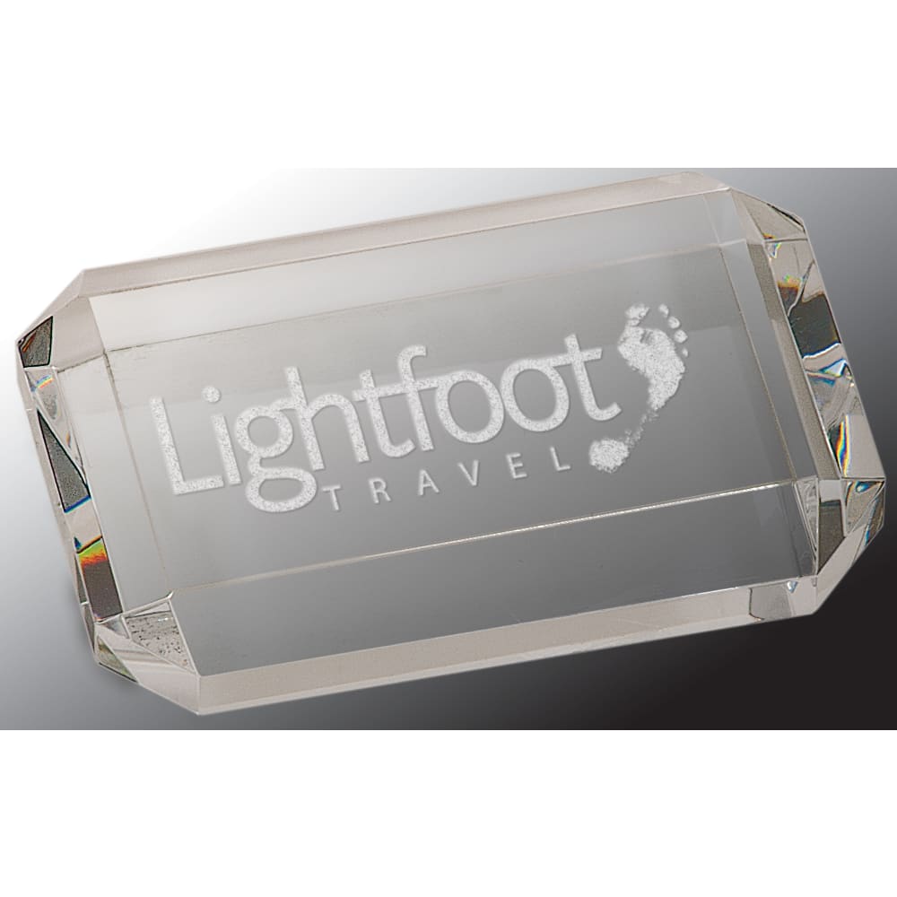 Crystal Rectangle Paperweight with Clipped Corners