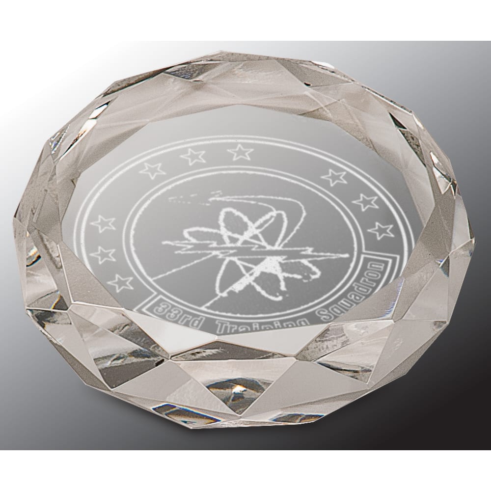 3" Clear Round Crystal Paperweight