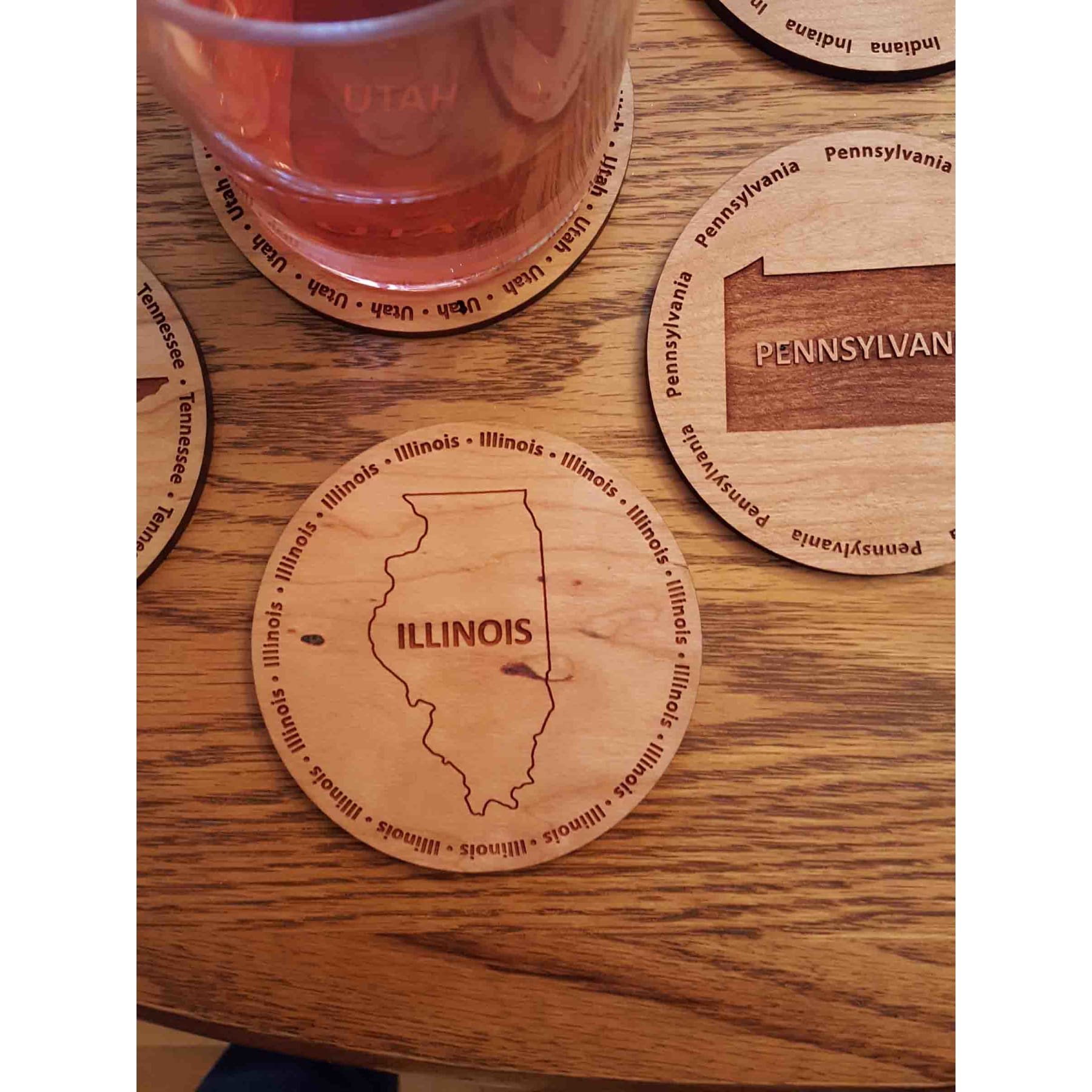 3.5" - Illinois Hardwood Coasters