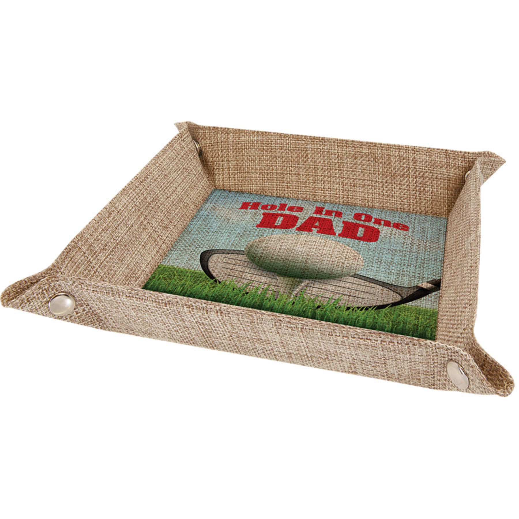 6" x 6" Sublimatable Burlap Snap Up Tray with Silver Snaps