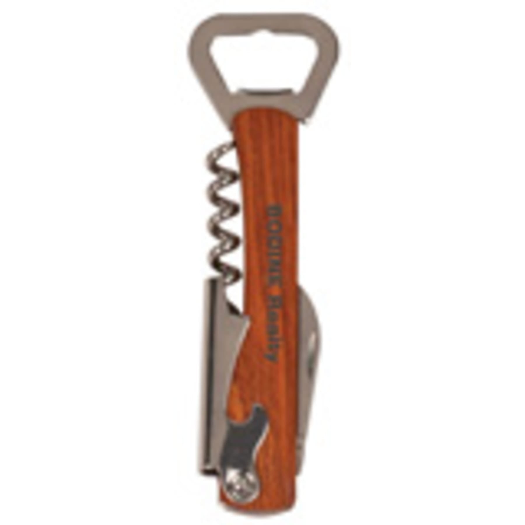 5.25" Wooden Bottle Opener & Wine Corkscrew