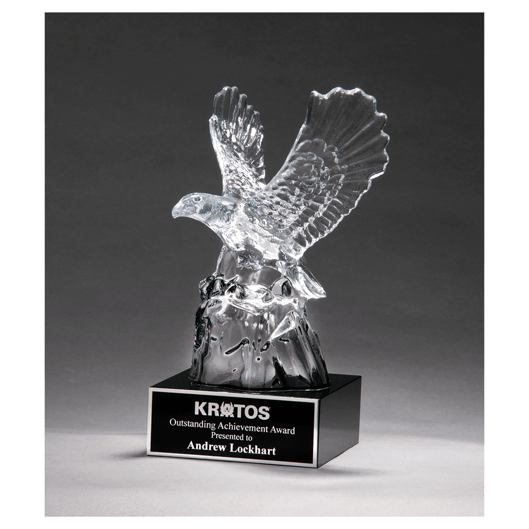 Beautiful Carved Crystal Eagle on a Crystal Base - AE18