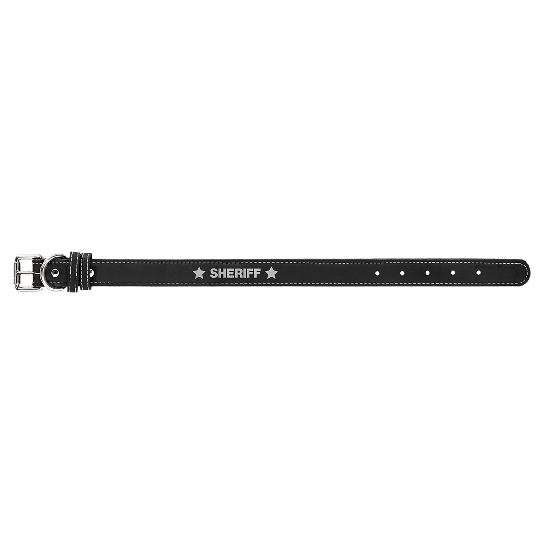 Small 15" x.75" Black/Silver Leatherette Dog Collar