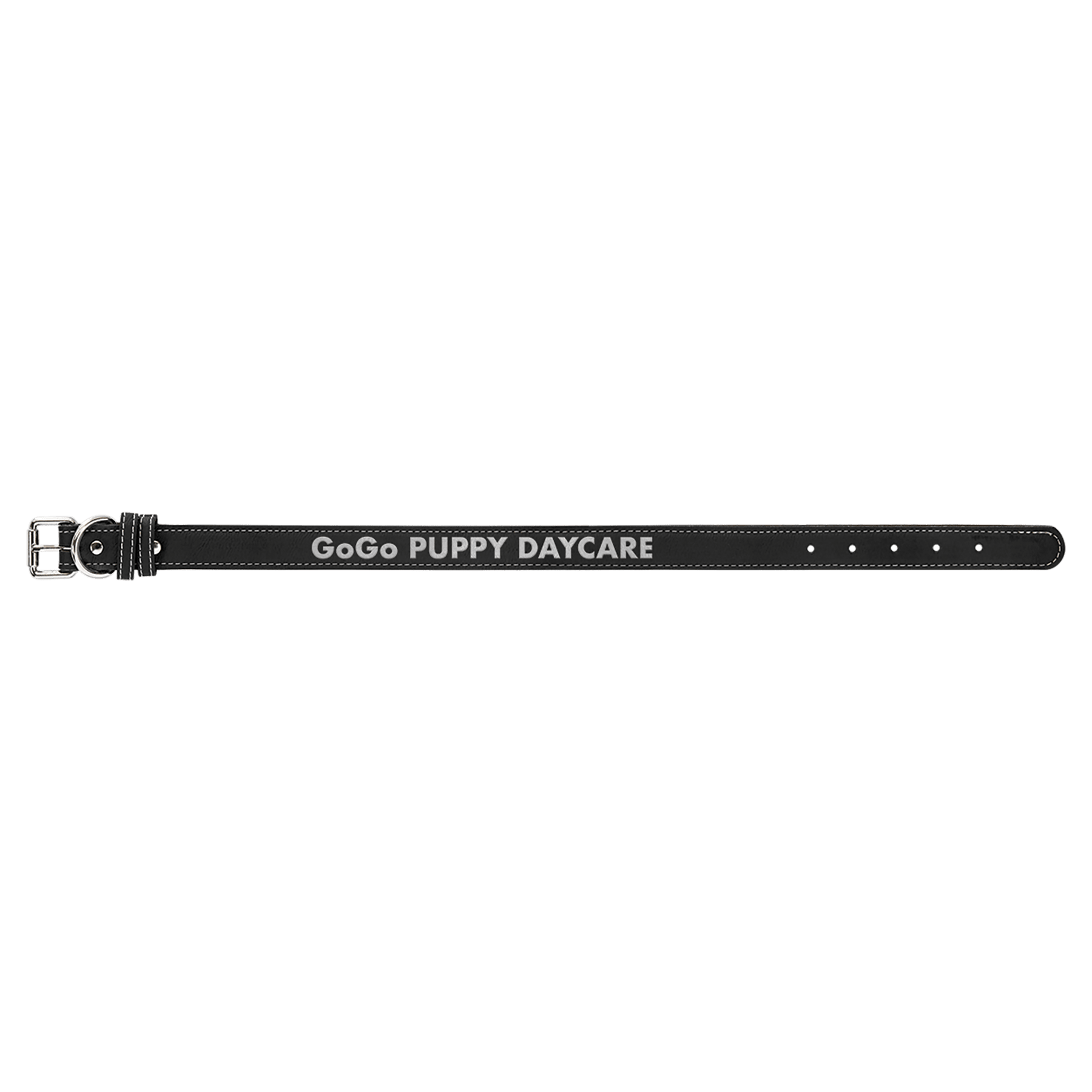 Large 23" x 1" Black/Silver Leatherette Dog Collar