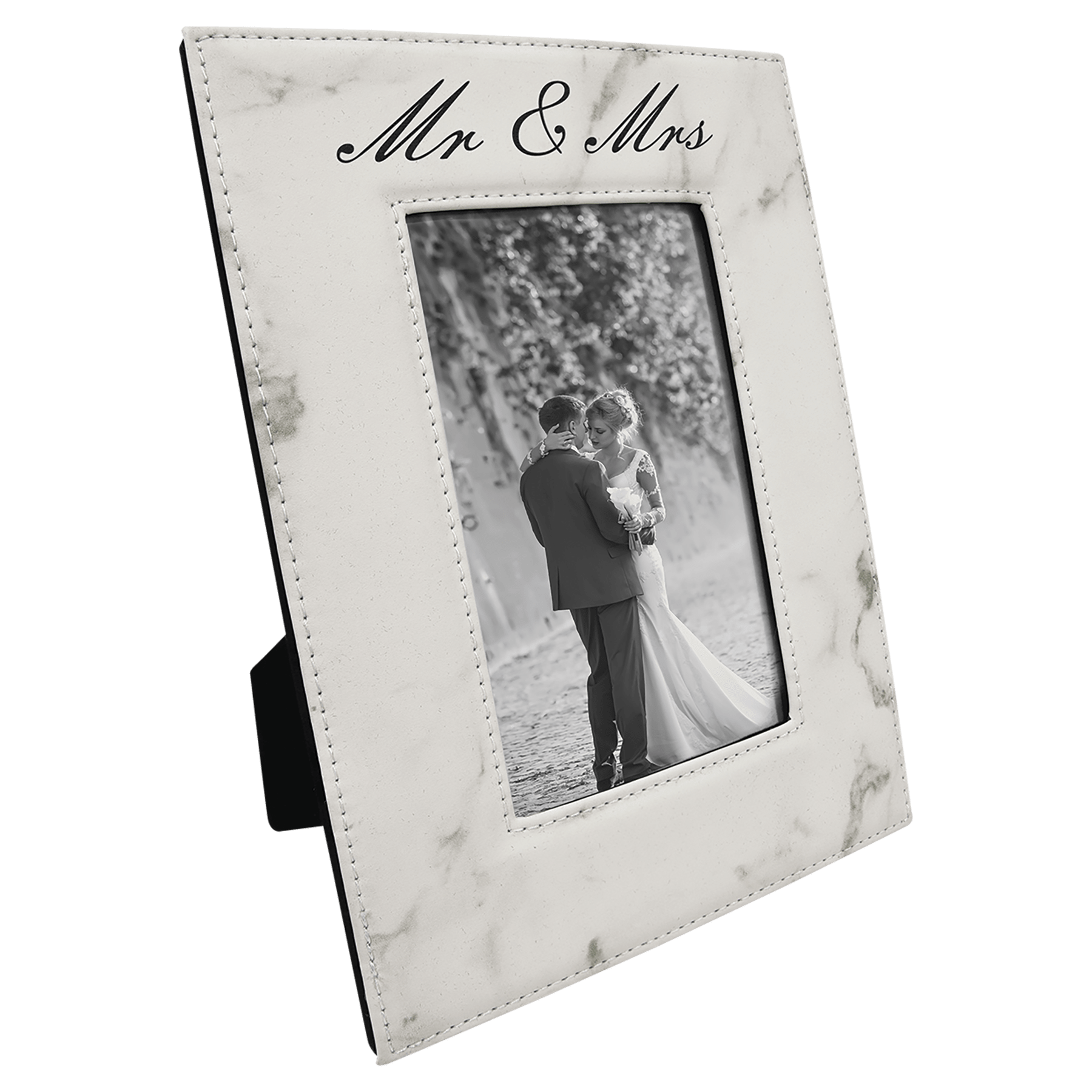 4" x 6" White Marble Leatherette Photo Frame