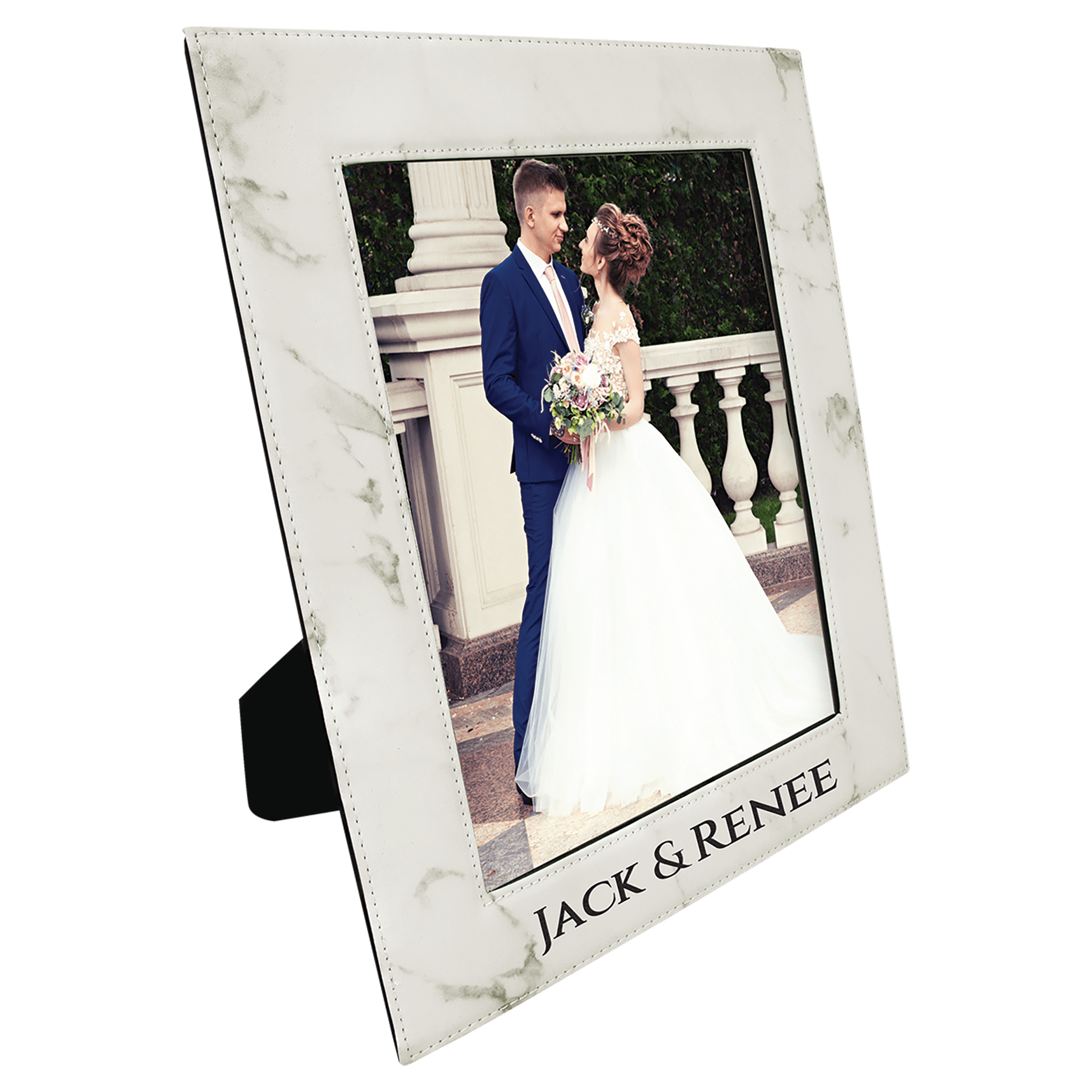 8" x 10" White Marble Leatherette Photo Frame