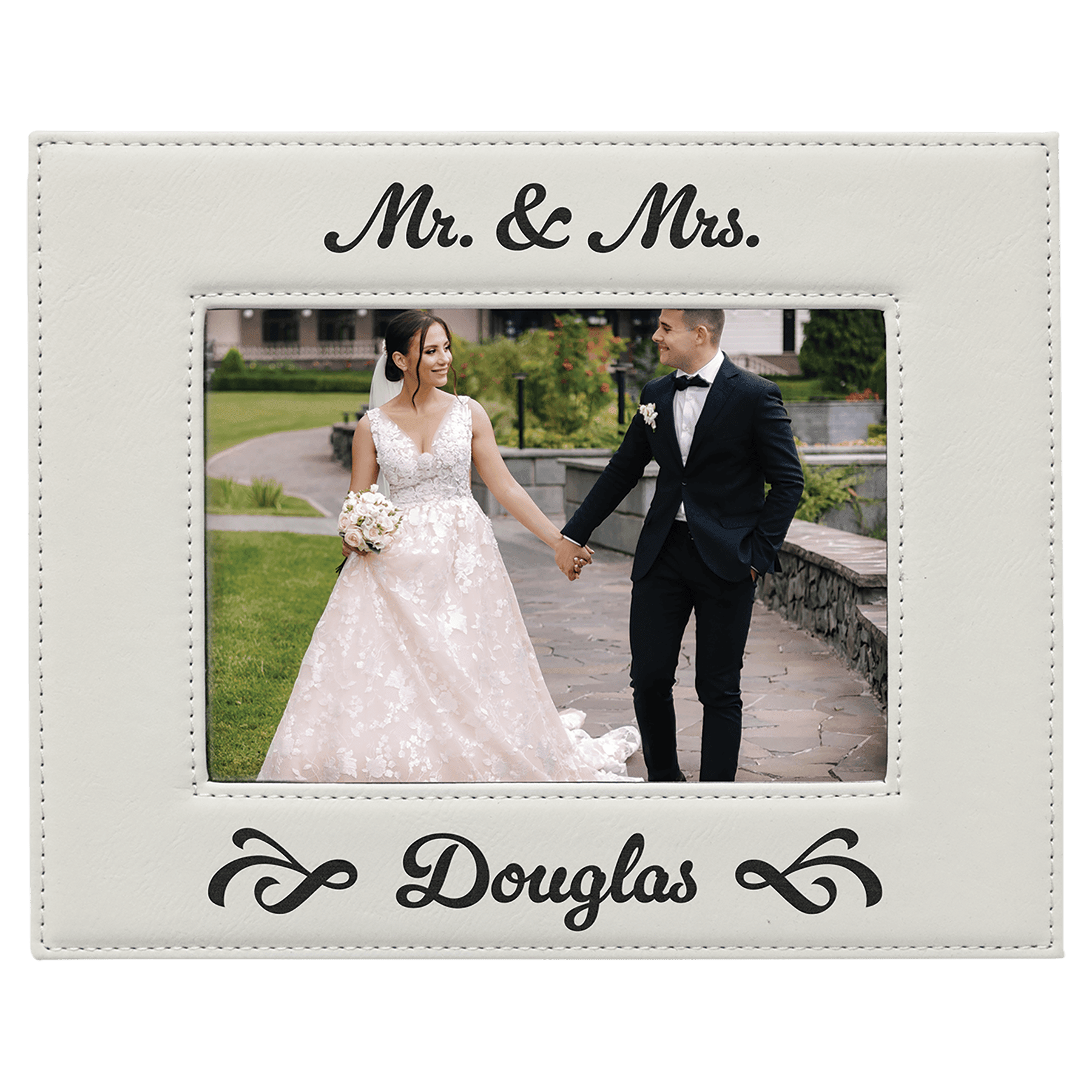 5" x 7" White Leatherette Photo Frame
