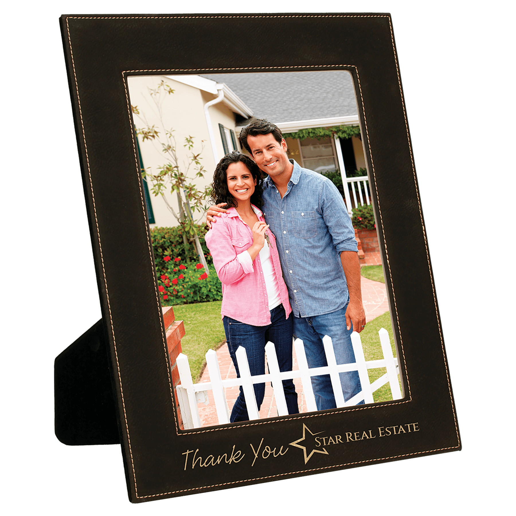 8" x 10" Black/Gold Leatherette Photo Frame