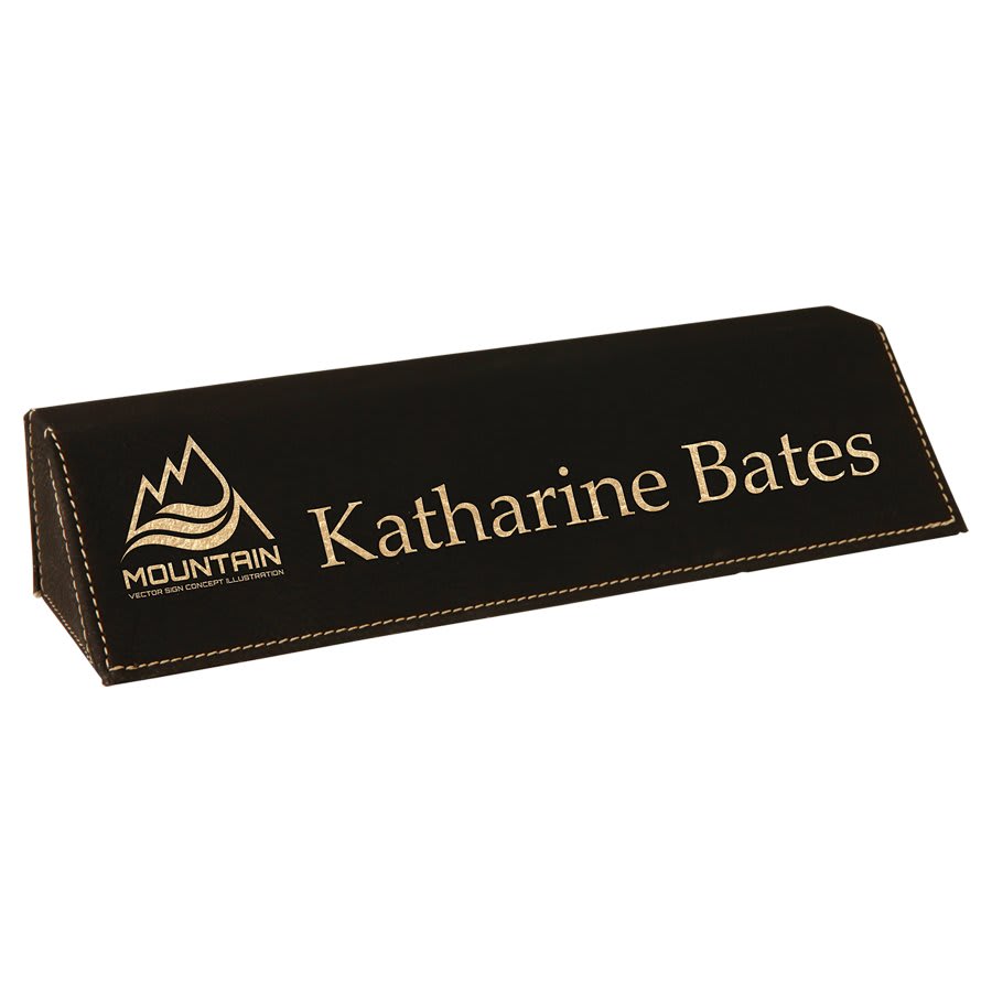 8.5" Black/Gold Leatherette Desk Wedge