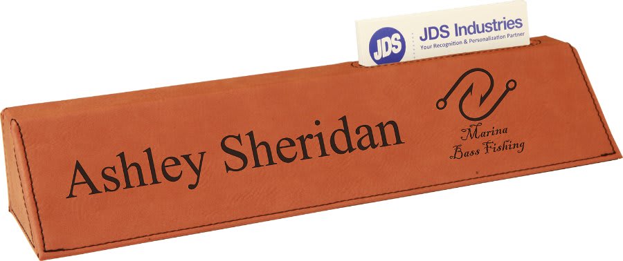 10.5" Rawhide Leatherette Desk Wedge w/Business Card Holder