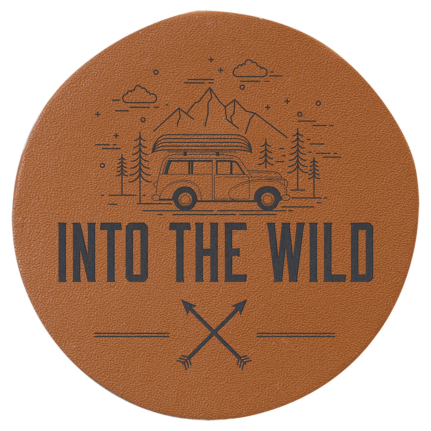 2.5" Round Caramel Genuine Leather Patch with Adhesive