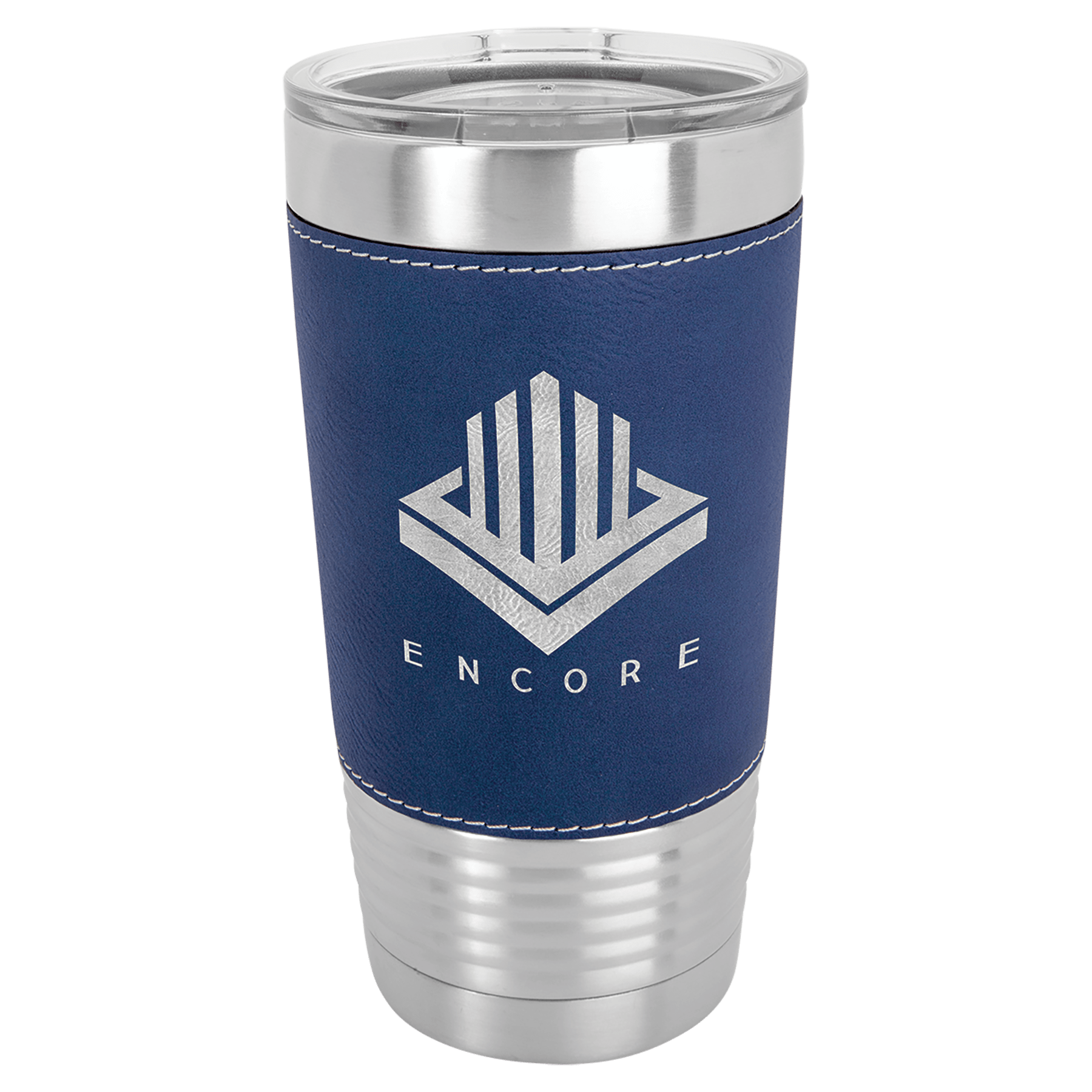 PC 20 oz. Blue/Silver Laserable Leatherette Tumbler