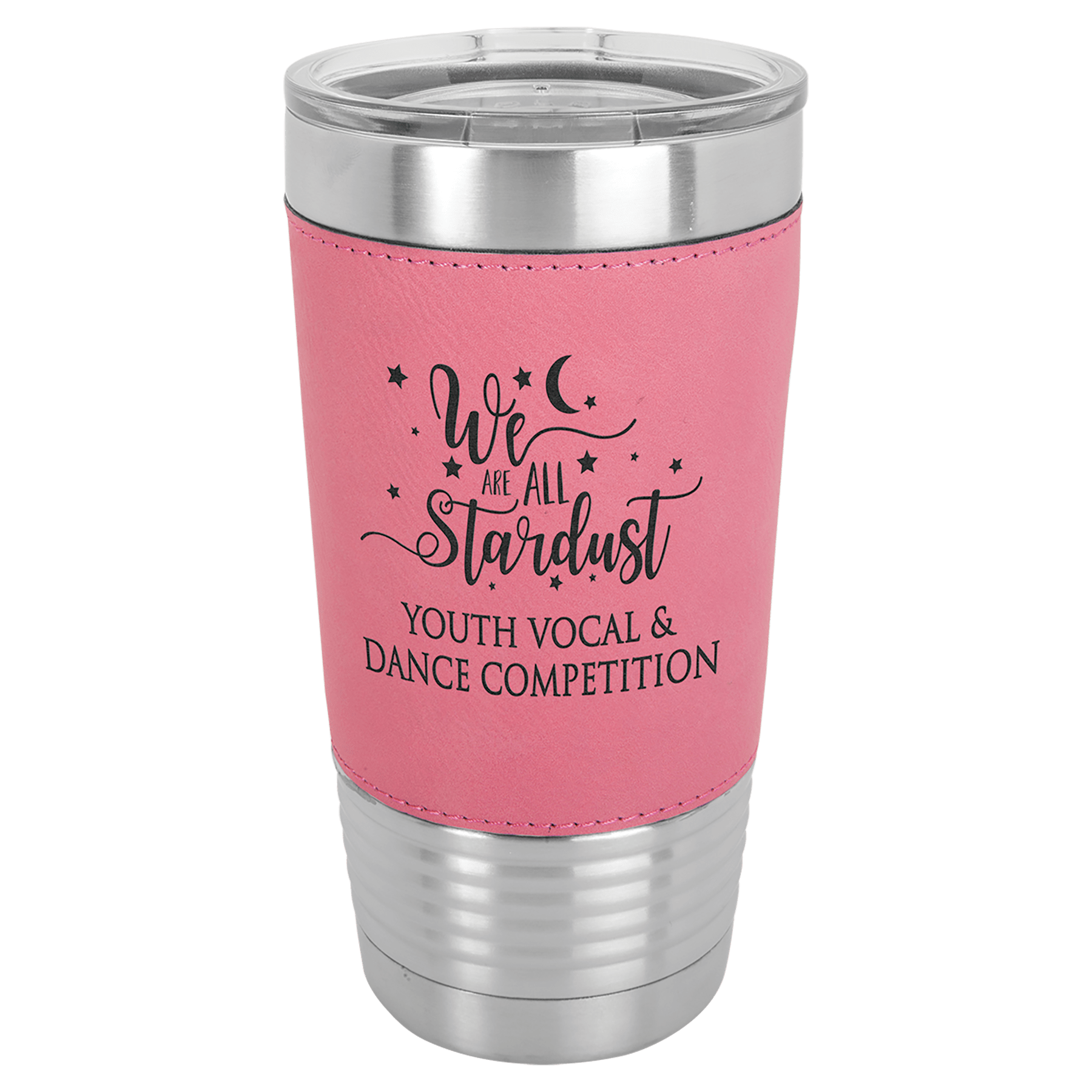 Polar Camel 20 oz. Pink Leatherette Tumbler with Clear Lid