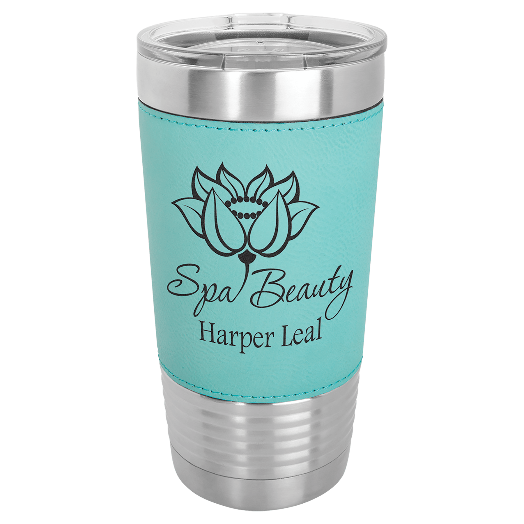 Polar Camel 20 oz. Teal Leatherette Tumbler with Clear Lid