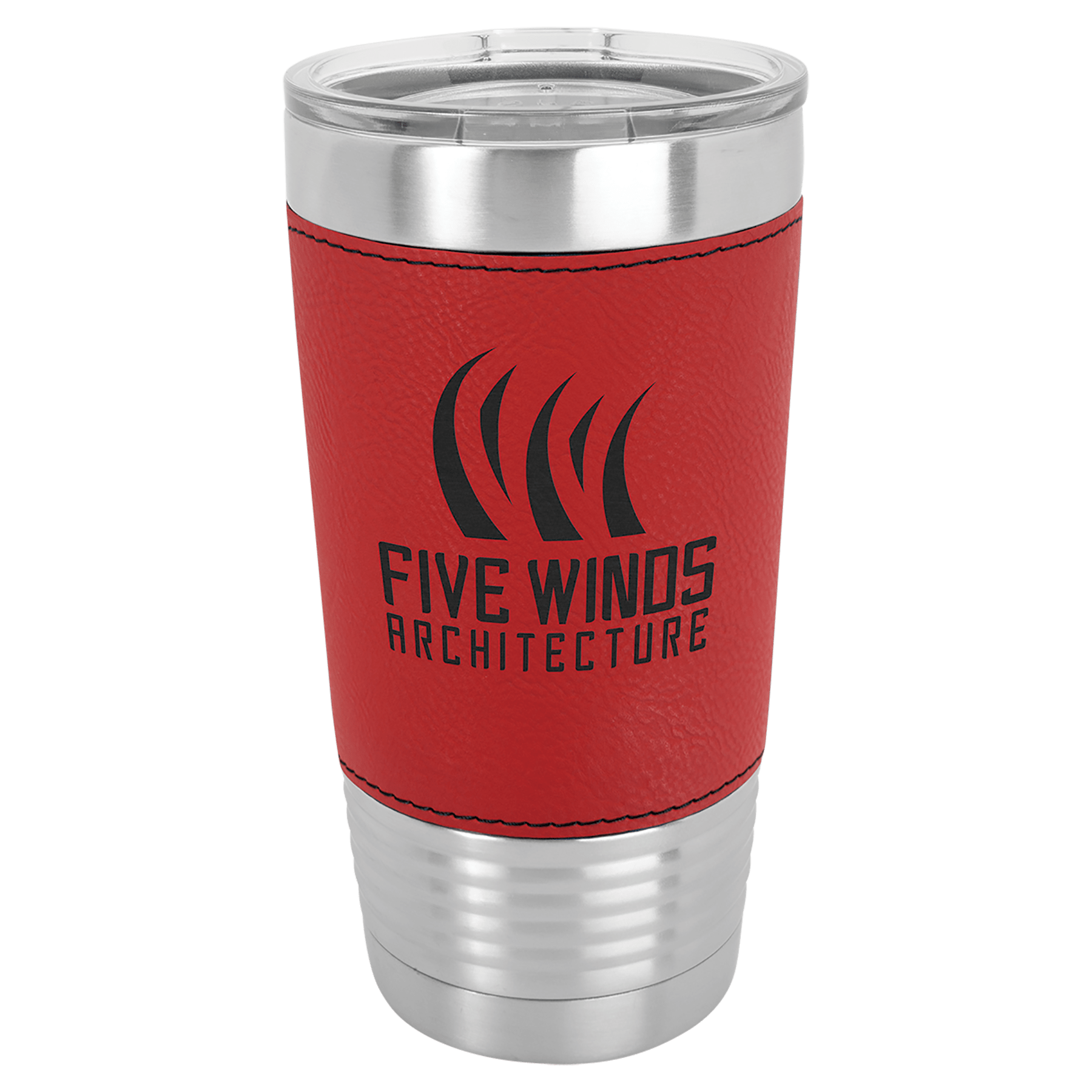Polar Camel 20 oz. Red Leatherette Tumbler with Clear Lid