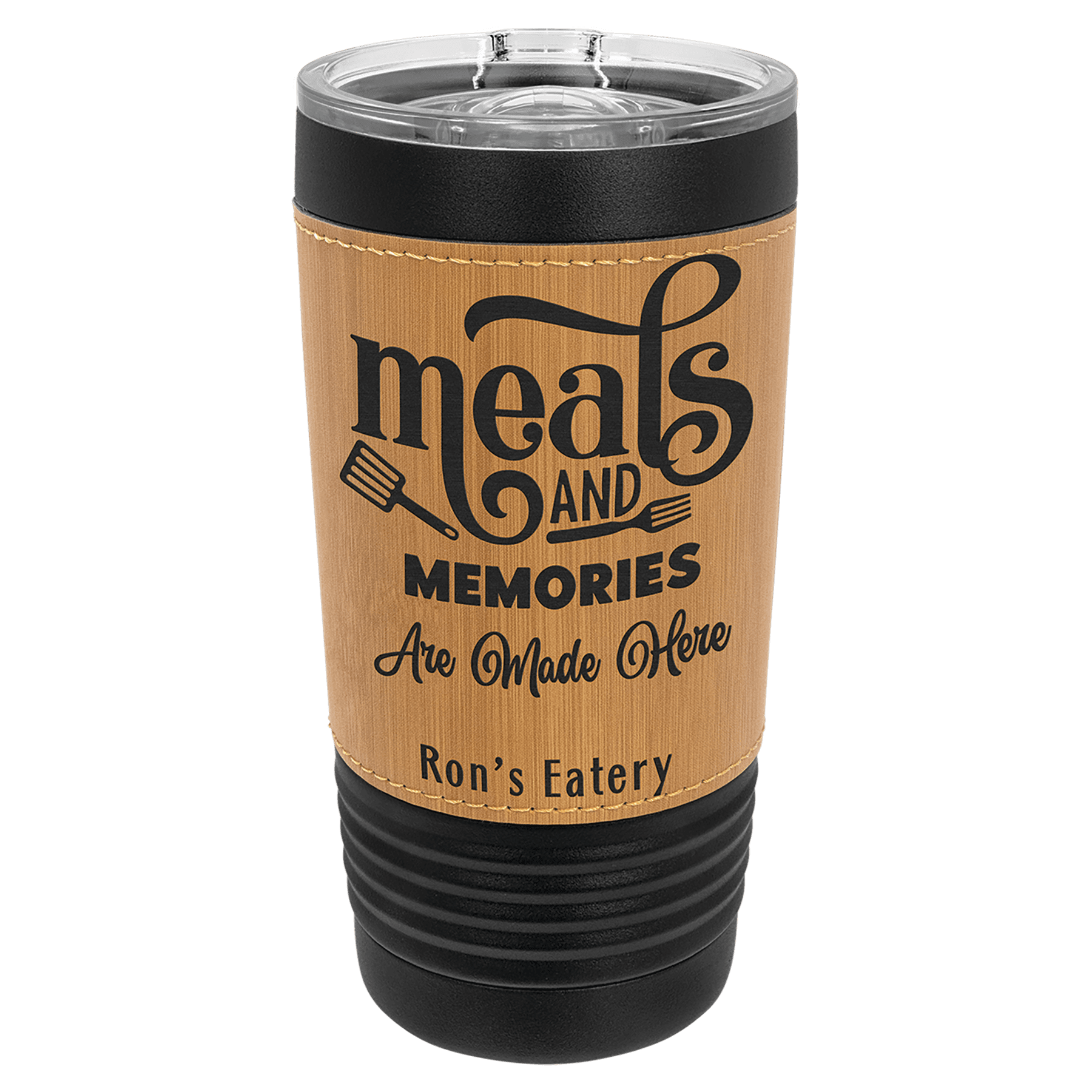 Polar Camel 20 oz. Black w/Bamboo Leatherette Tumbler