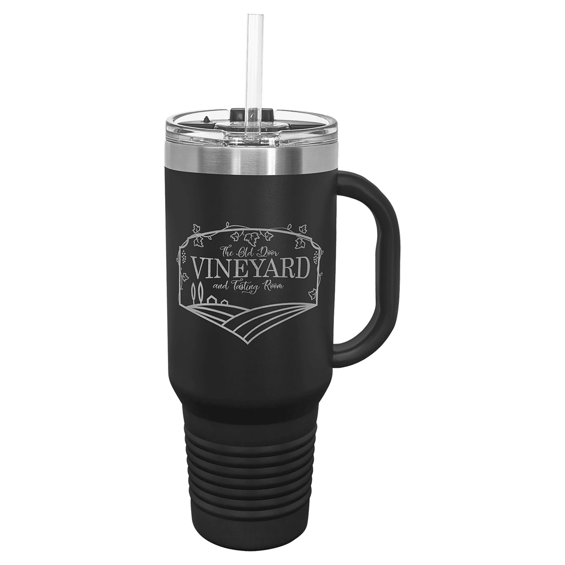 Polar Camel 40 oz. Black Travel Mug w/Handle, Straw Included