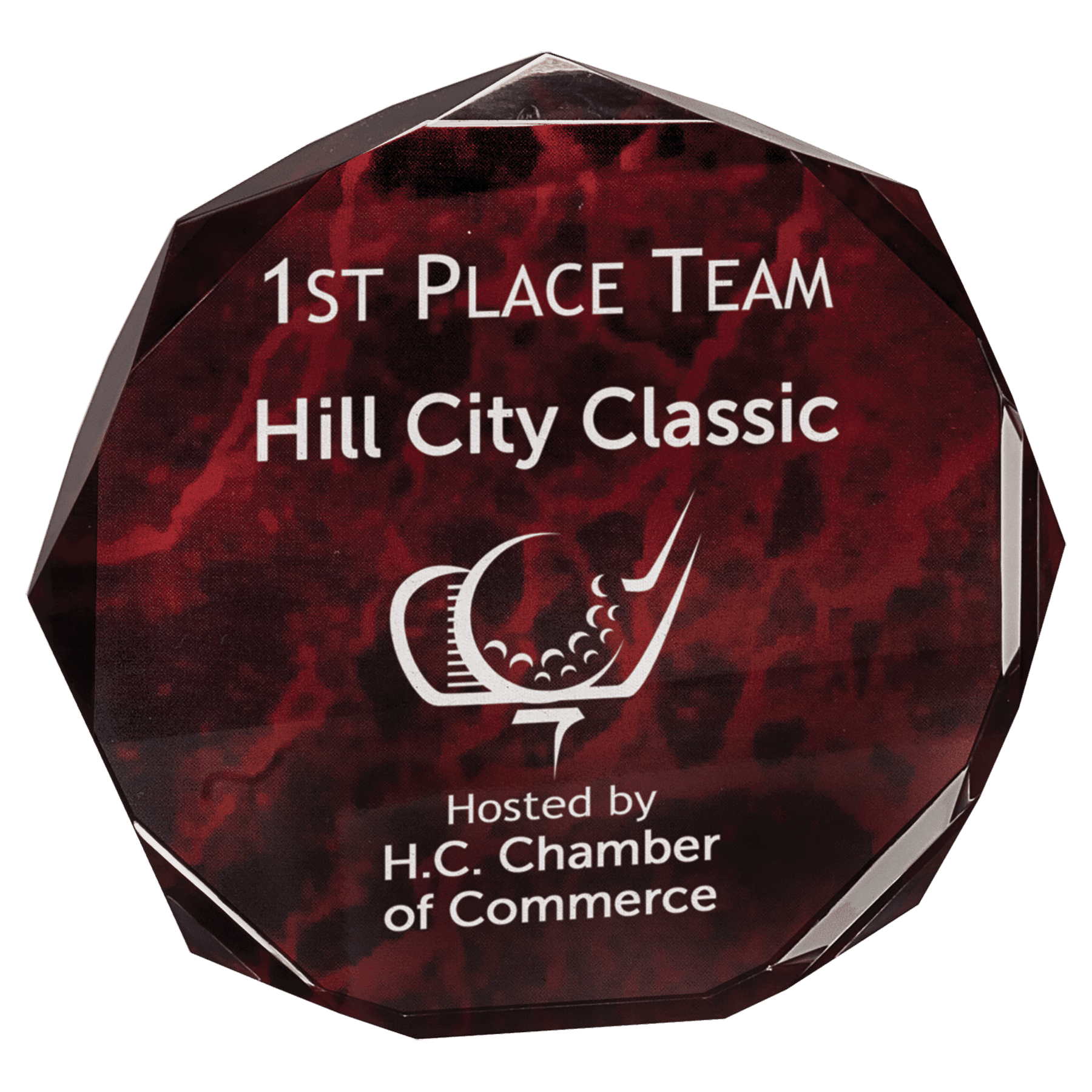 5" Red Marble Octagon Acrylic Award