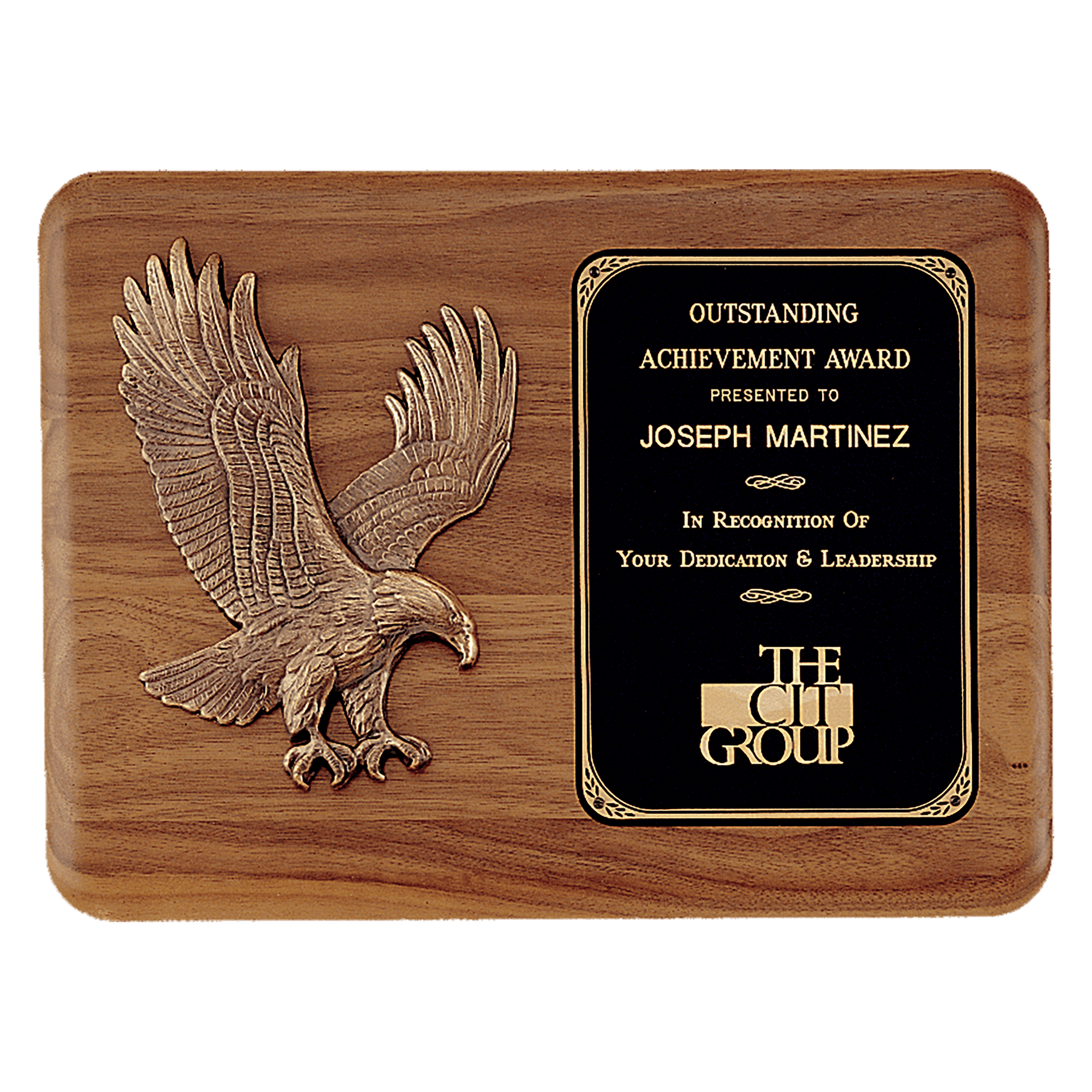 Solid American Walnut Plaque w/Sculpted Relief Eagle Casting