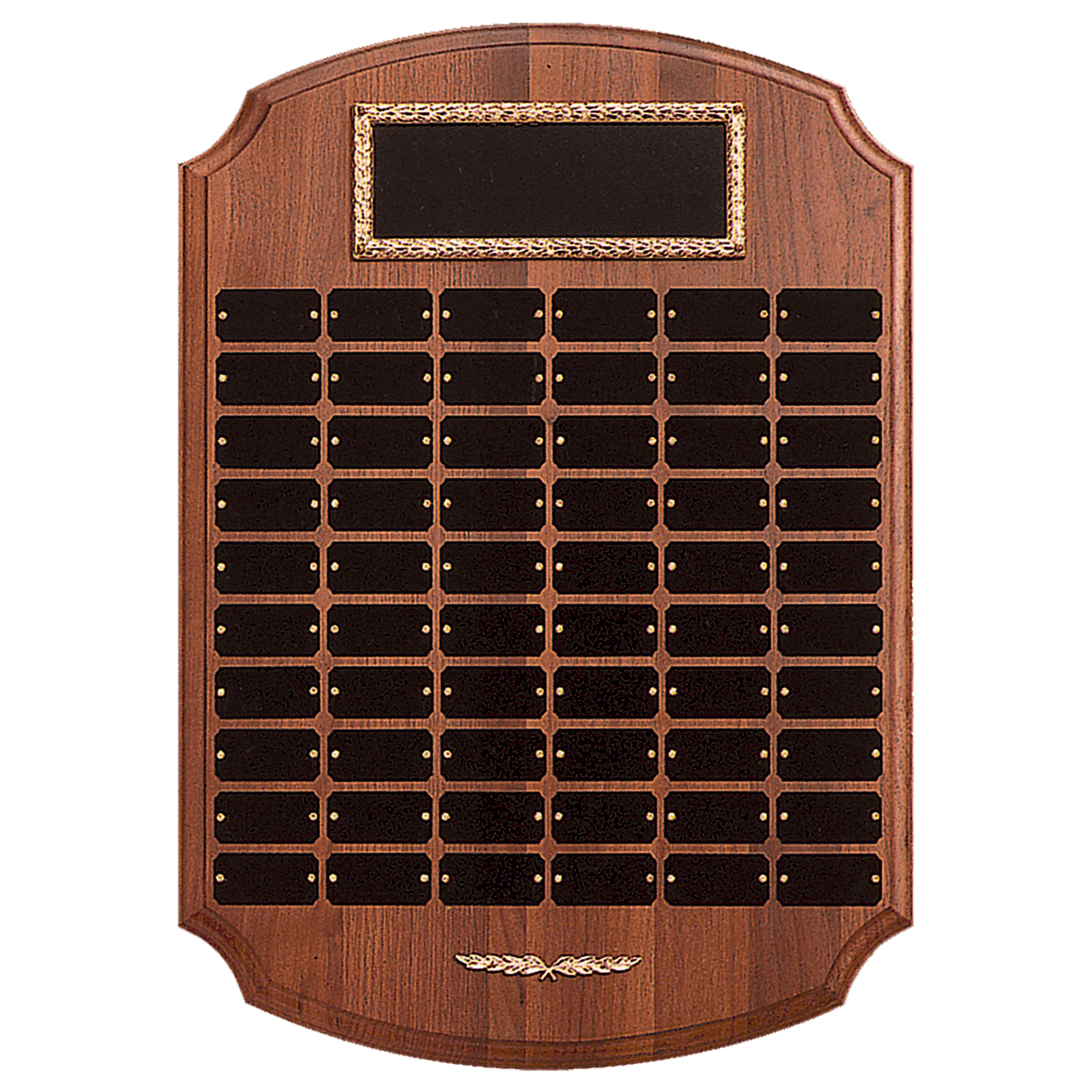 American Walnut 60 Plate Perpetual Plaque w/Gold Trim