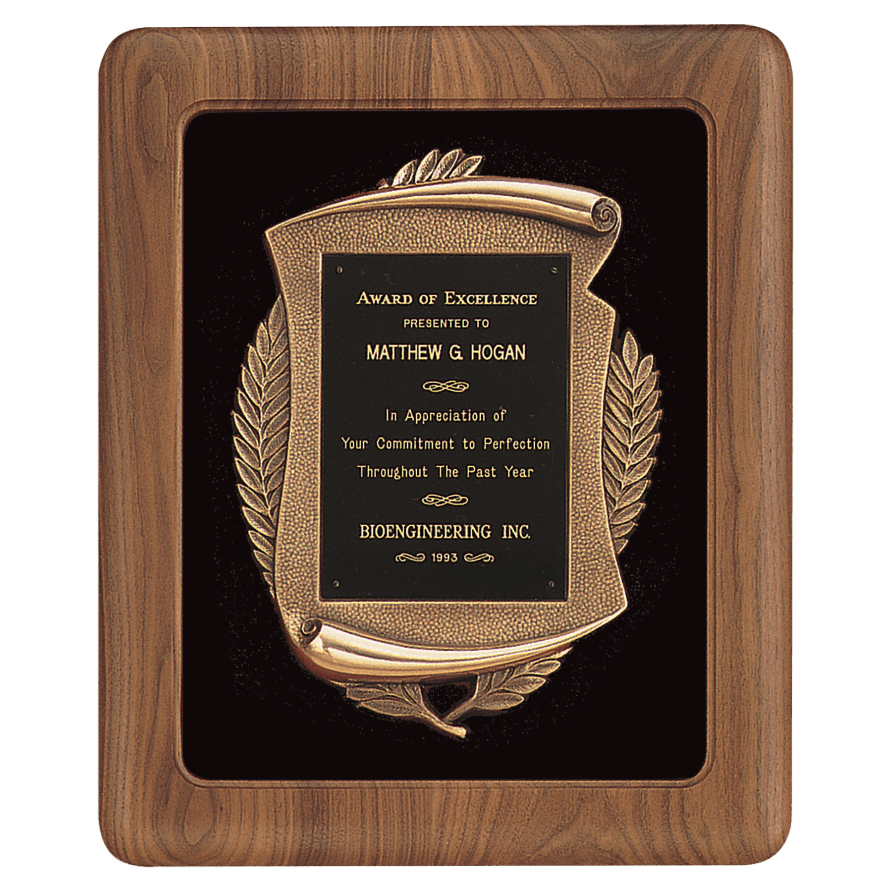 American Walnut Frame w/Black Velour Back/Bronze Frame