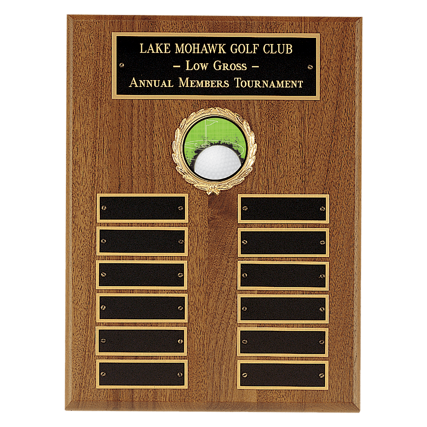 American Walnut 12 Plate Perpetual Plaque w/Brass Plates