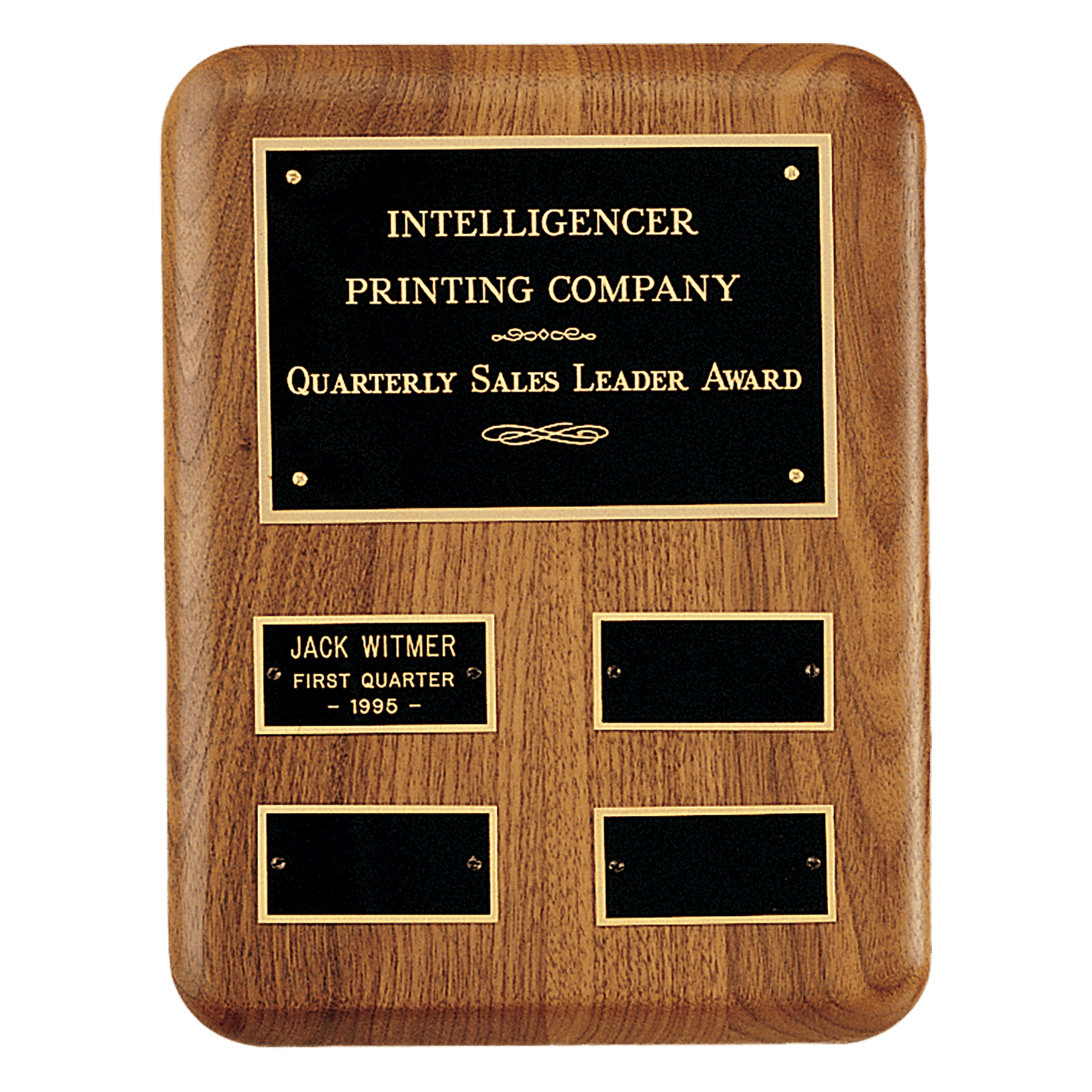 American Walnut Edge Quarterly Award Perpetual Plaque