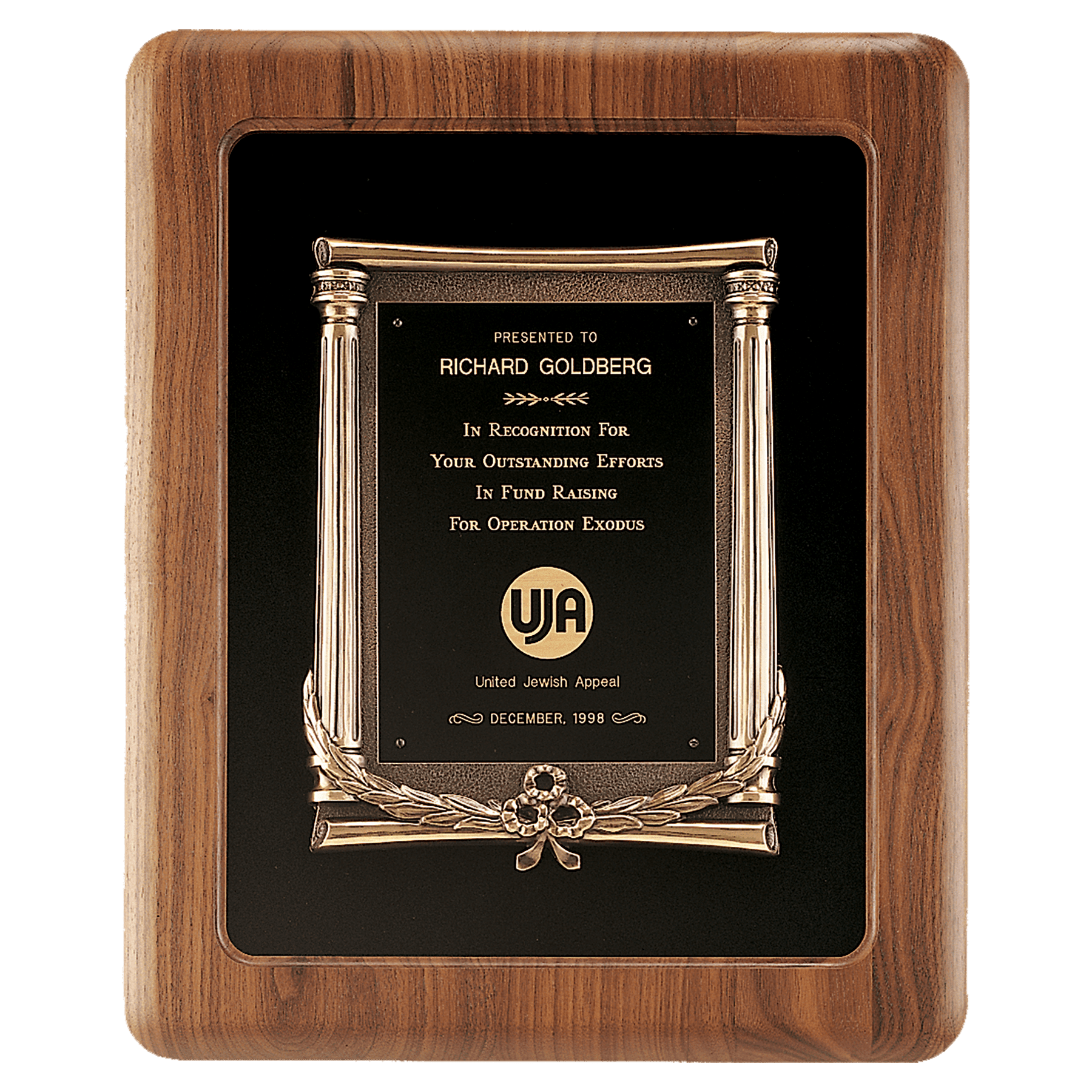 American Walnut Frame w/Black Back/Antique Bronze Cast Frame