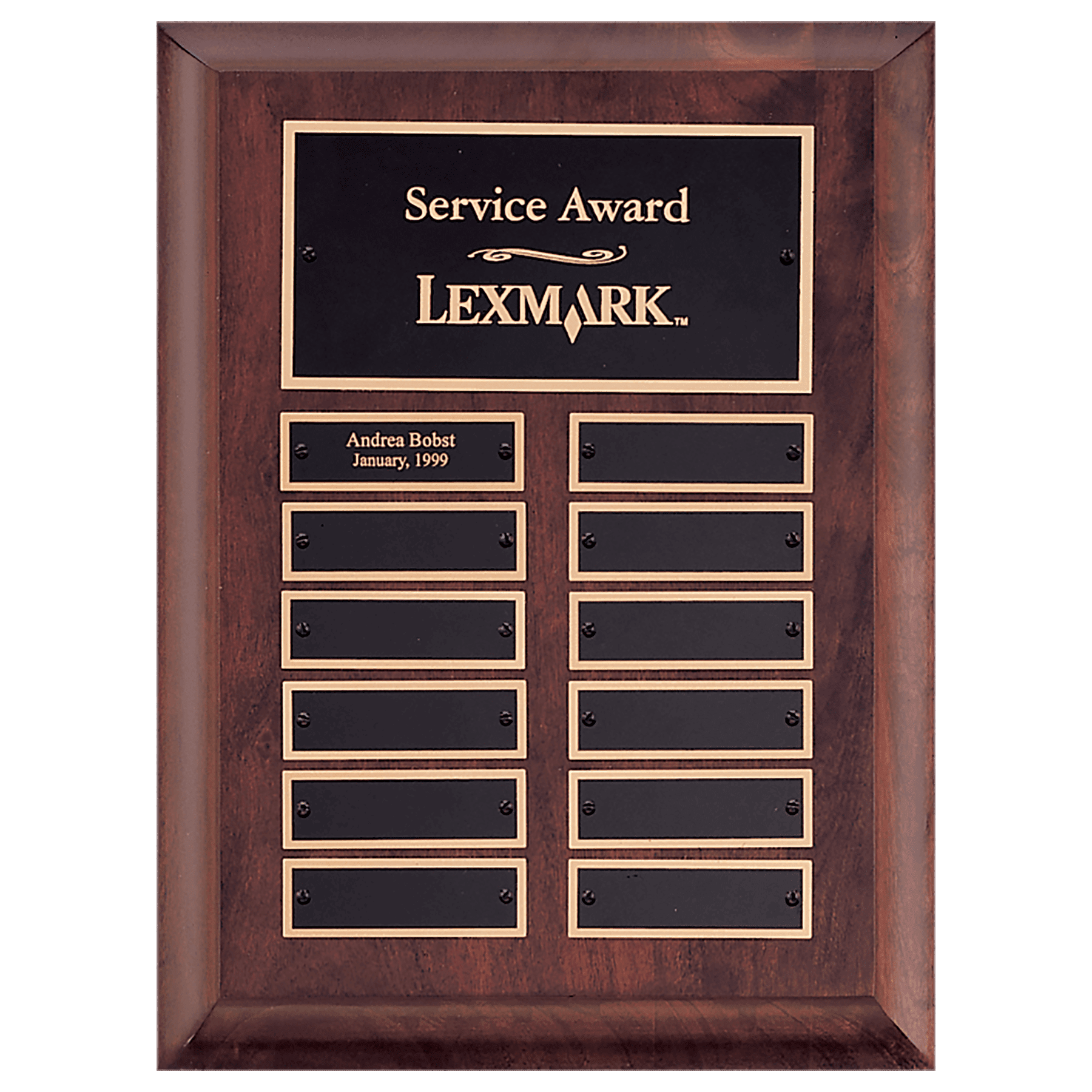 Cherry Finish Perpetual Plaque w/12 Black Perpetual Plates