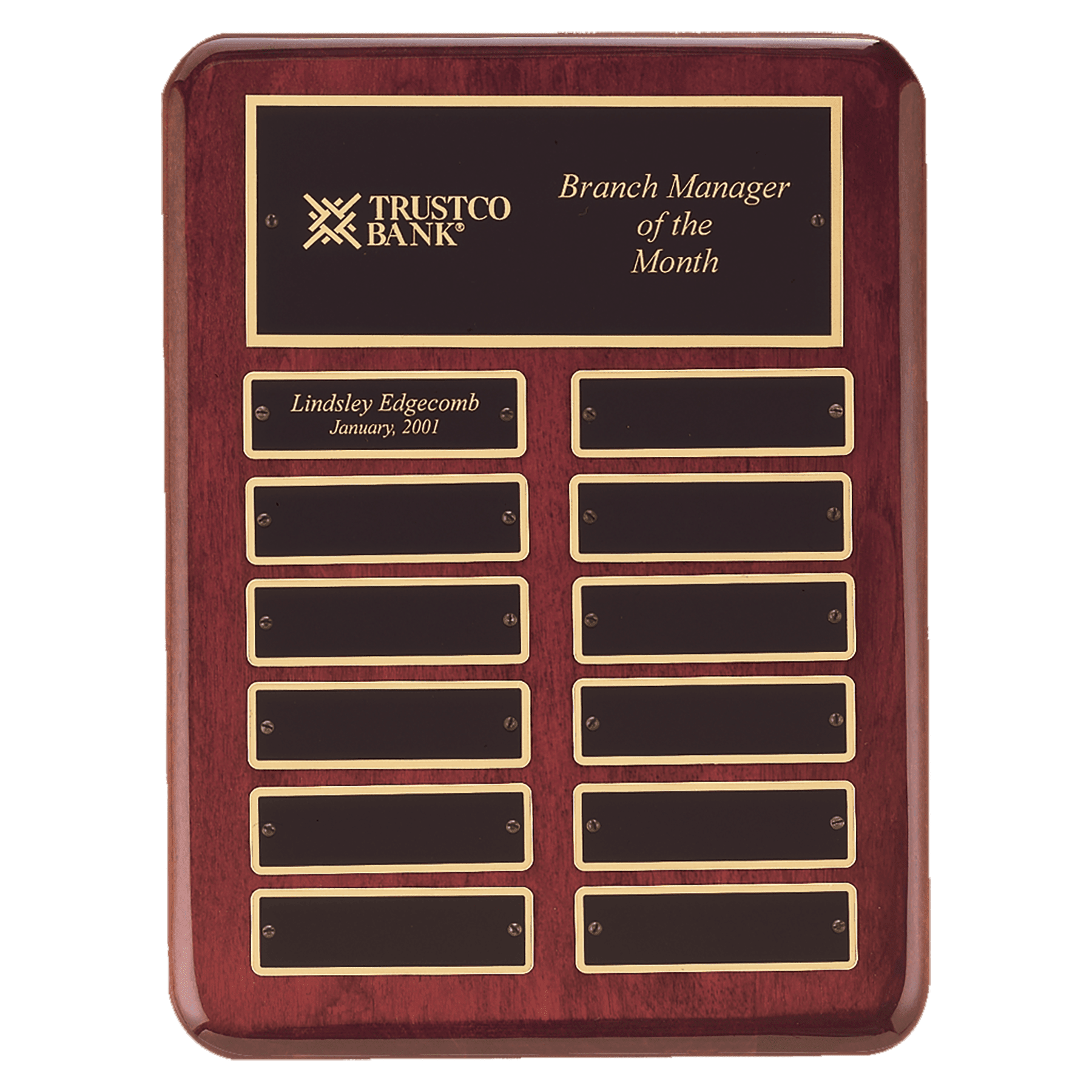 Rosewood Piano Finish Perpetual Plaque w/12 Black Plates