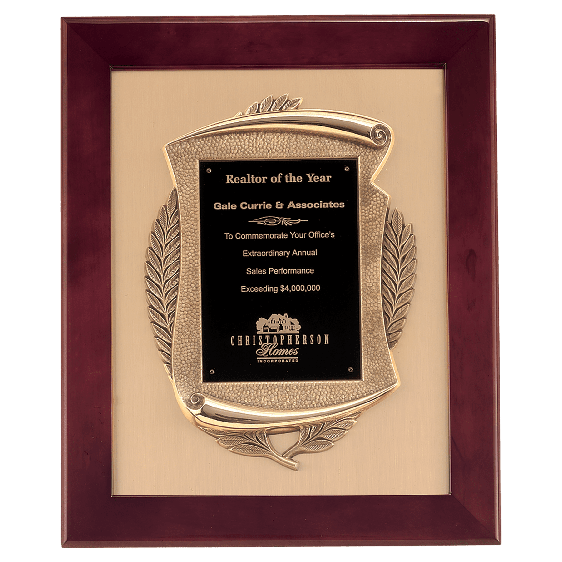 Rosewood Piano Finish Frame w/Bronze Cast w/Gold Back