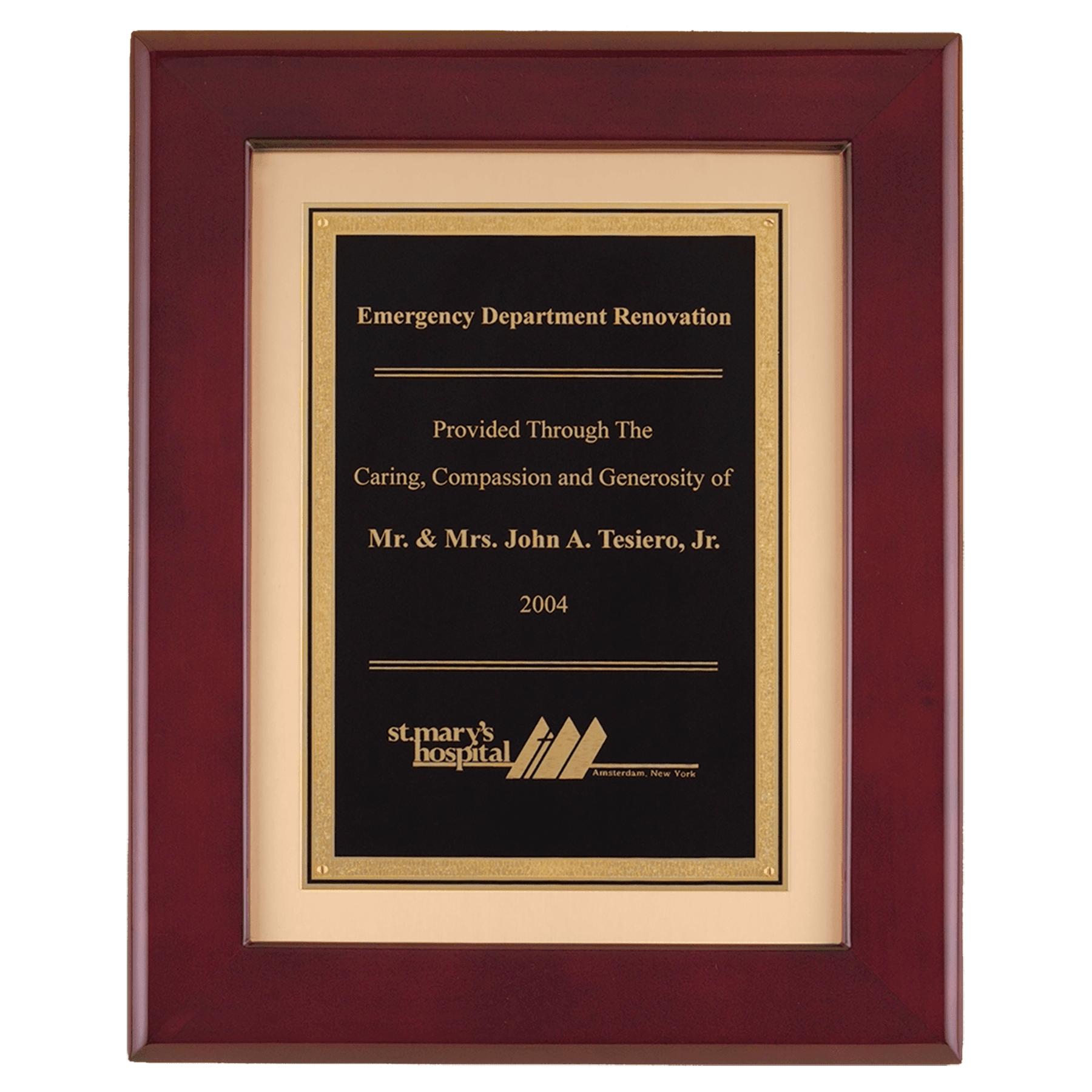 Rosewood Piano Finish Frame w/Black Plate on Gold Back