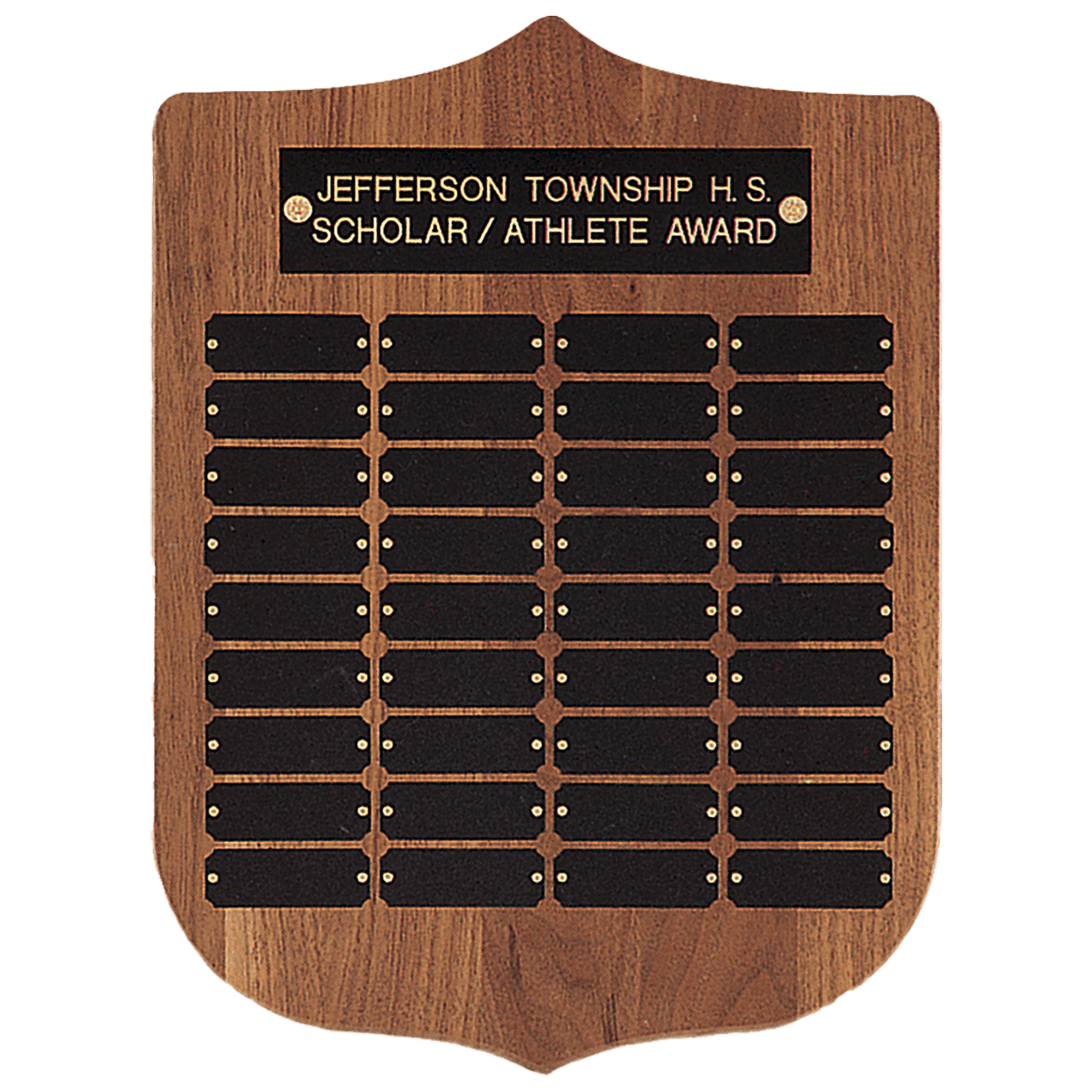 American Walnut 36 Plate Perpetual Plaque w/Brass Plates