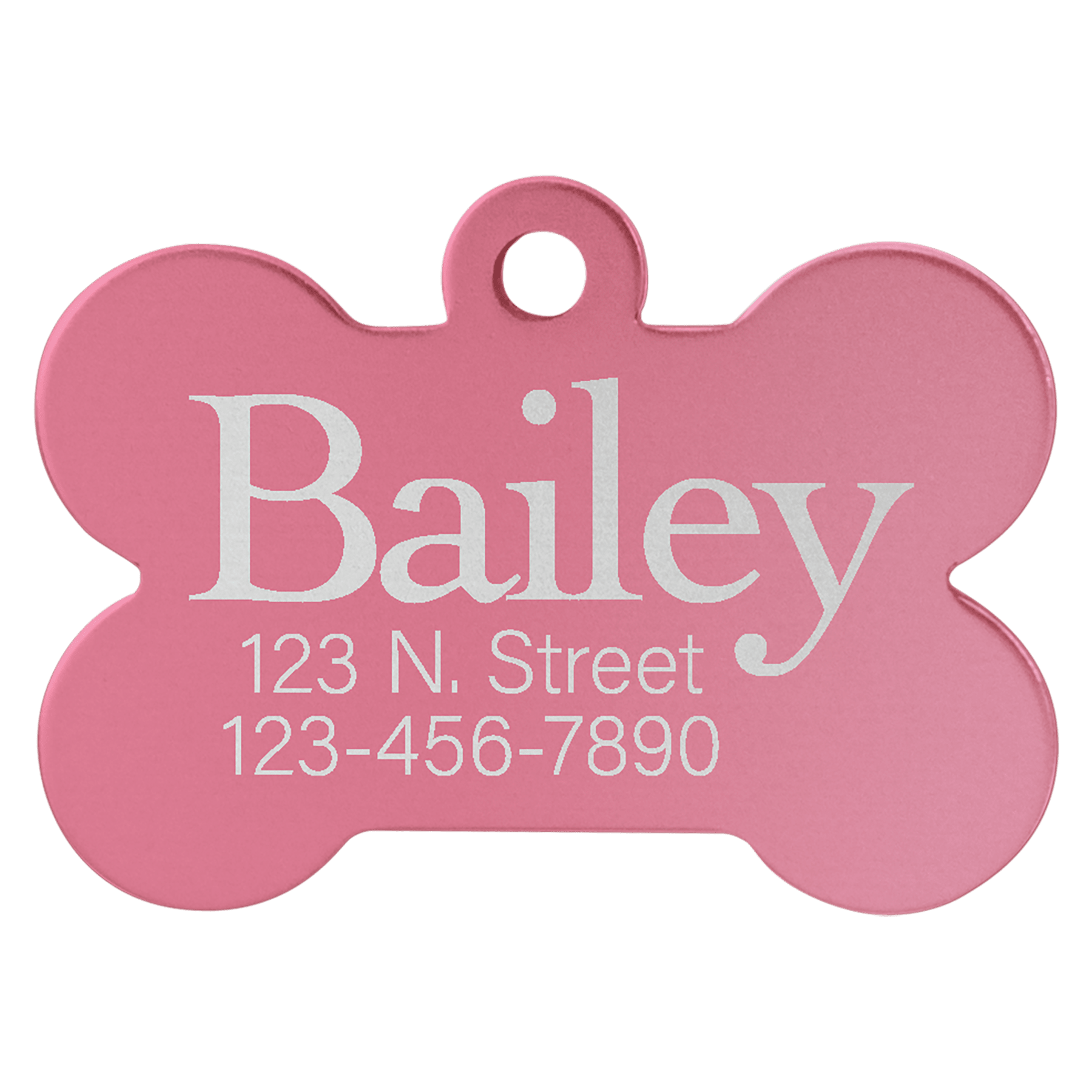 1.25" x.75" Pink Anodized Aluminum Bone Pet Tag