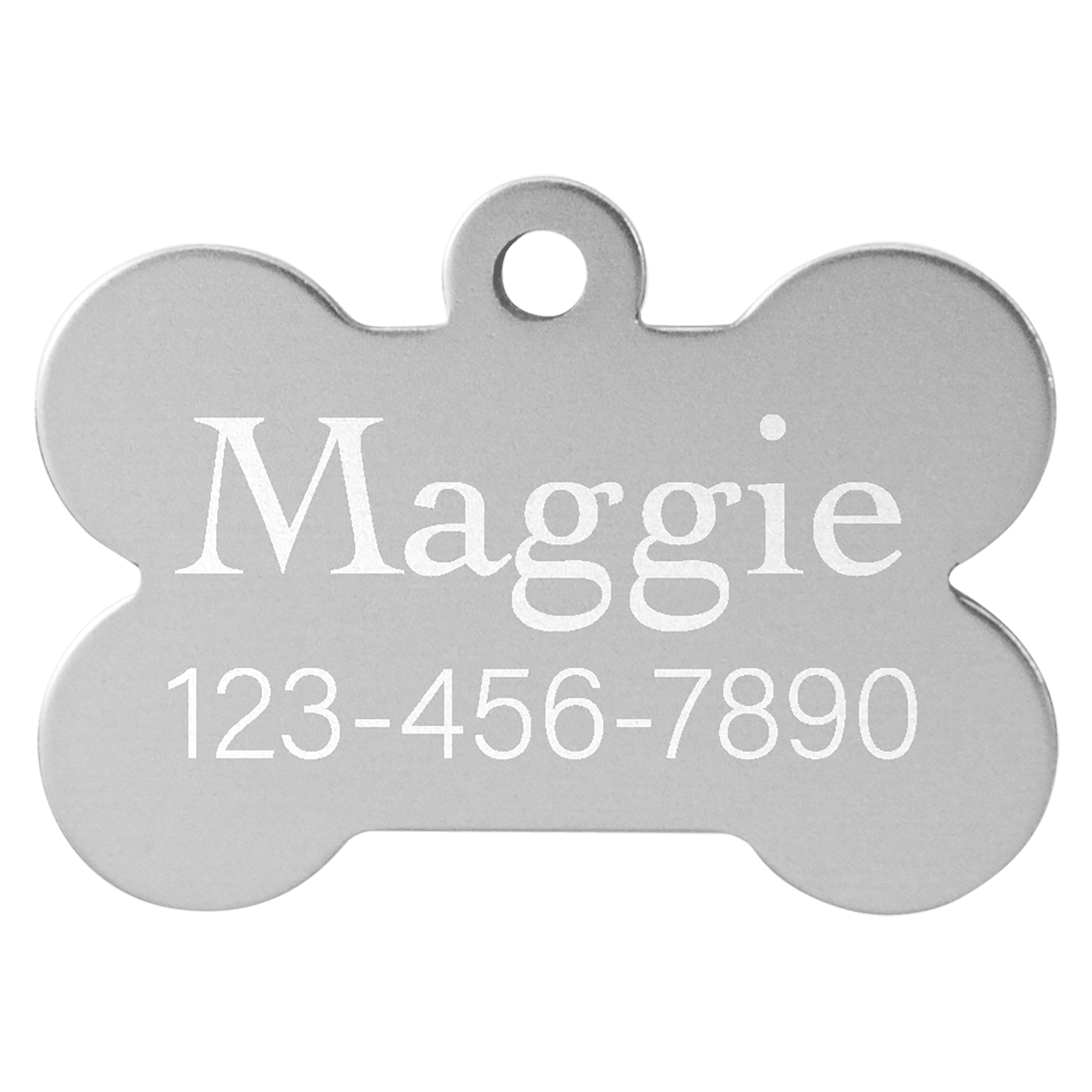 1.25" x.75" Silver Anodized Aluminum Bone Pet Tag