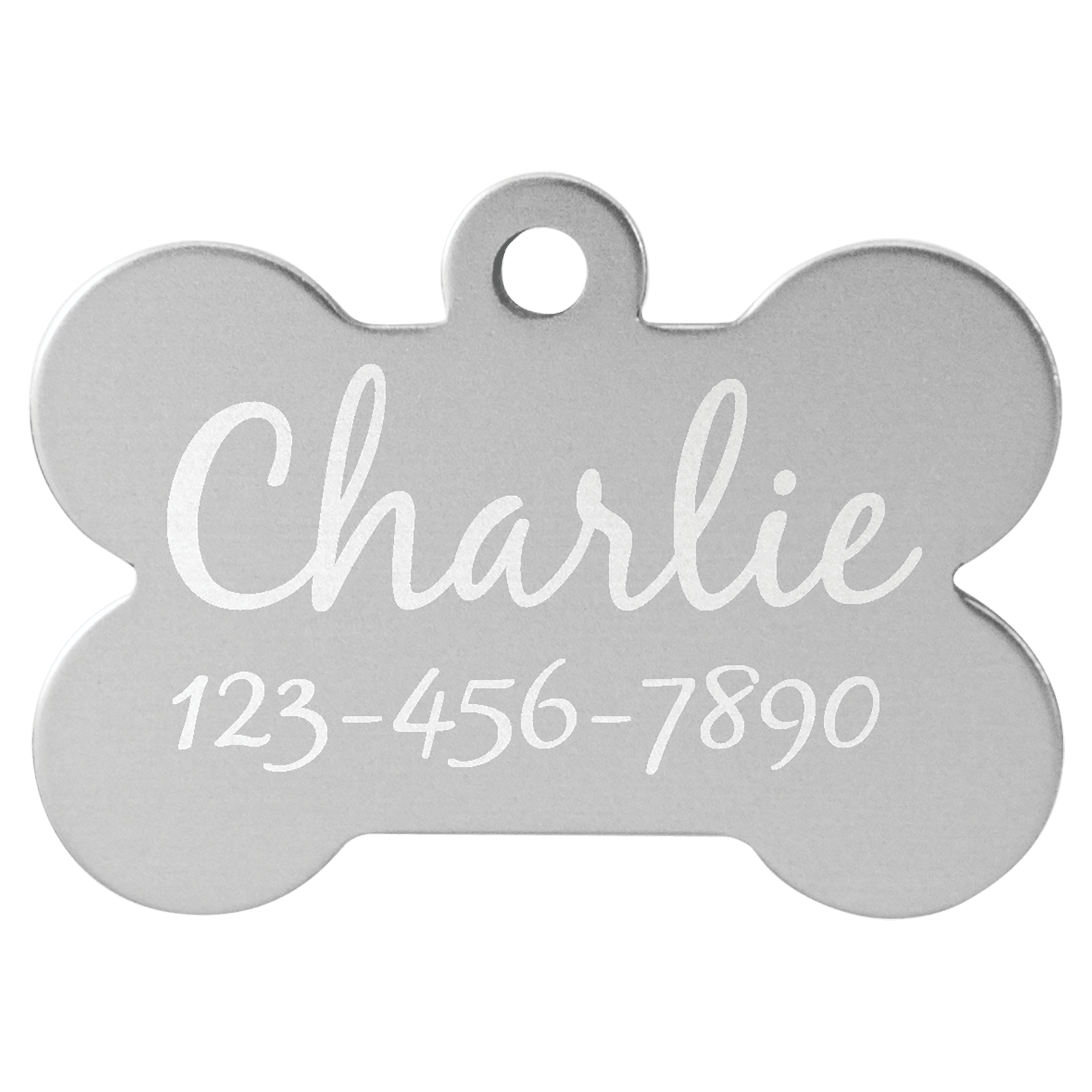 1.5" x 1" Silver Anodized Aluminum Bone Pet Tag