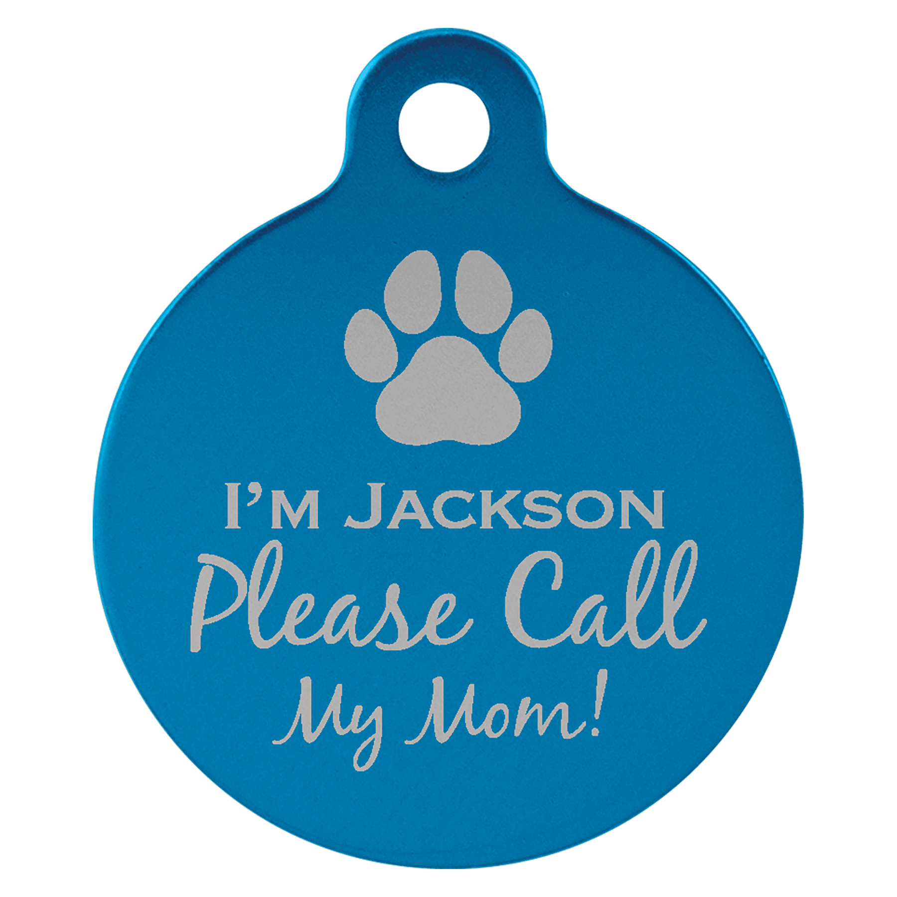 1" Blue Anodized Aluminum Round Pet Tag with Tab