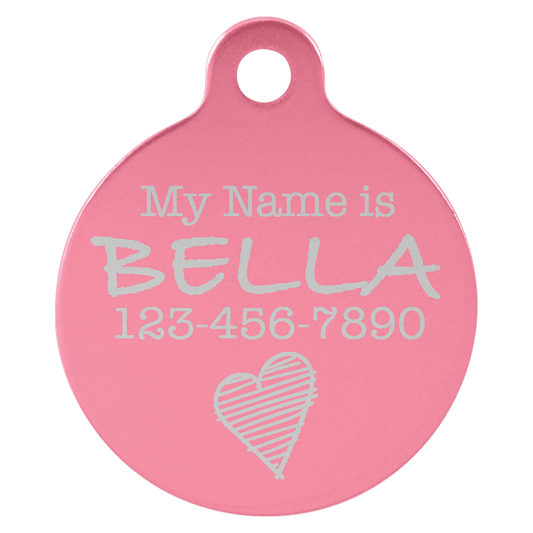 1" Pink Anodized Aluminum Round Pet Tag with Tab
