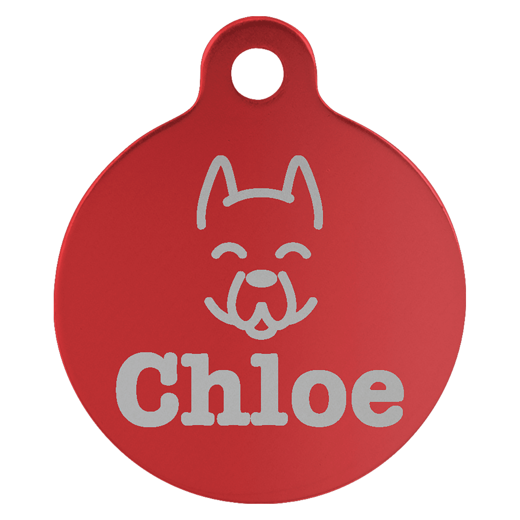 1" Red Anodized Aluminum Round Pet Tag with Tab