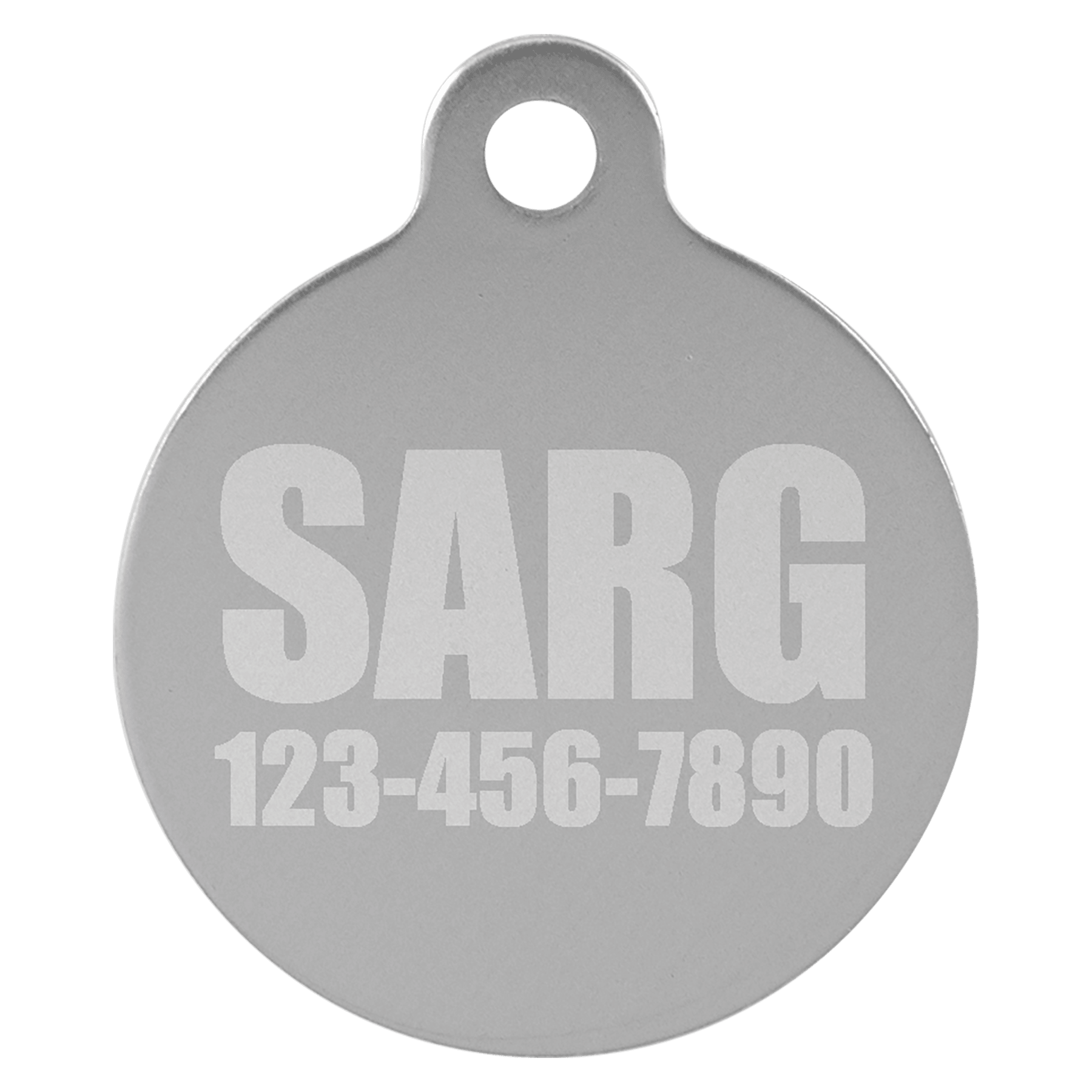 1" Silver Anodized Aluminum Round Pet Tag with Tab