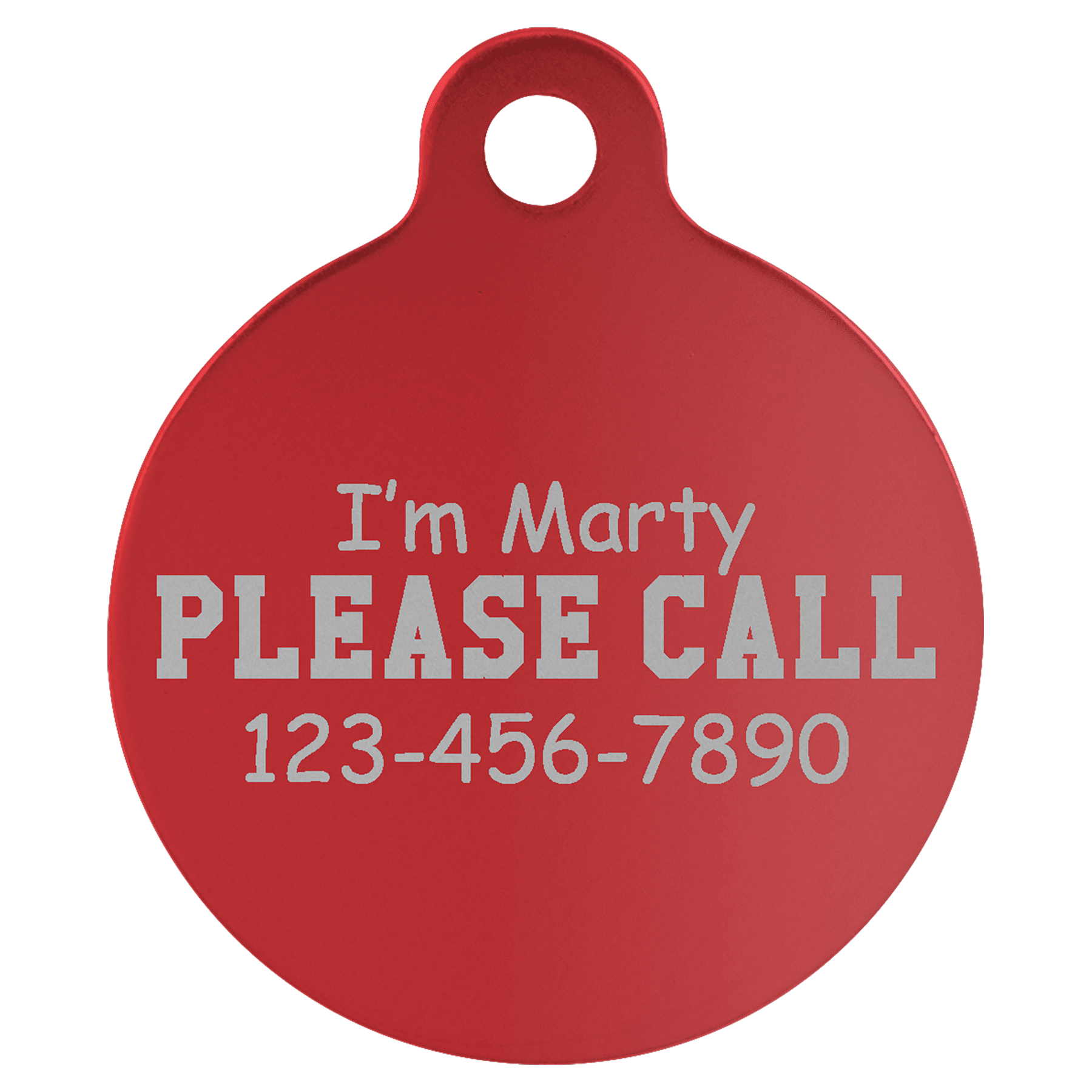 1.25" Red Anodized Aluminum Round Pet Tag with Tab