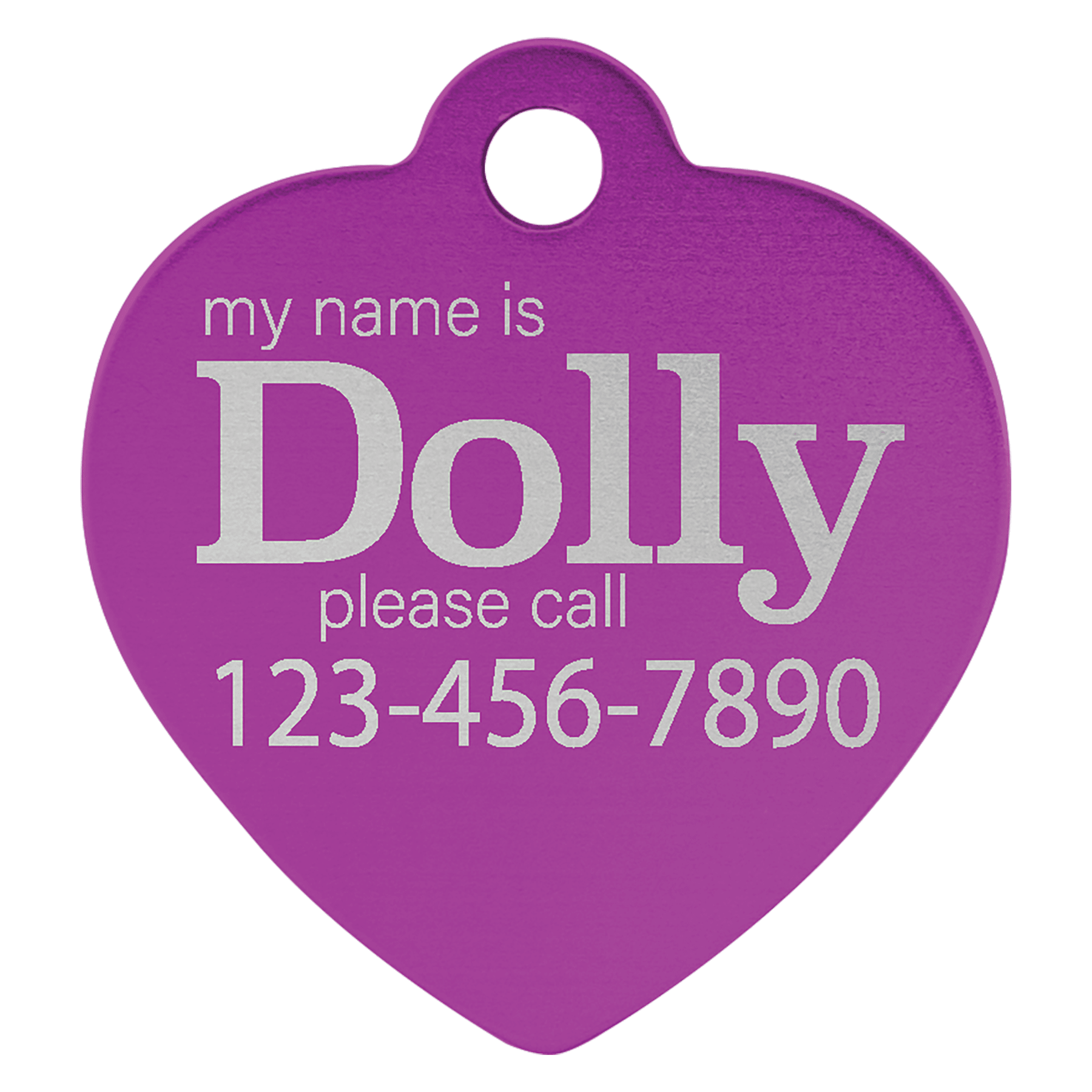 1" x 1" Purple Anodized Aluminum Heart Pet Tag