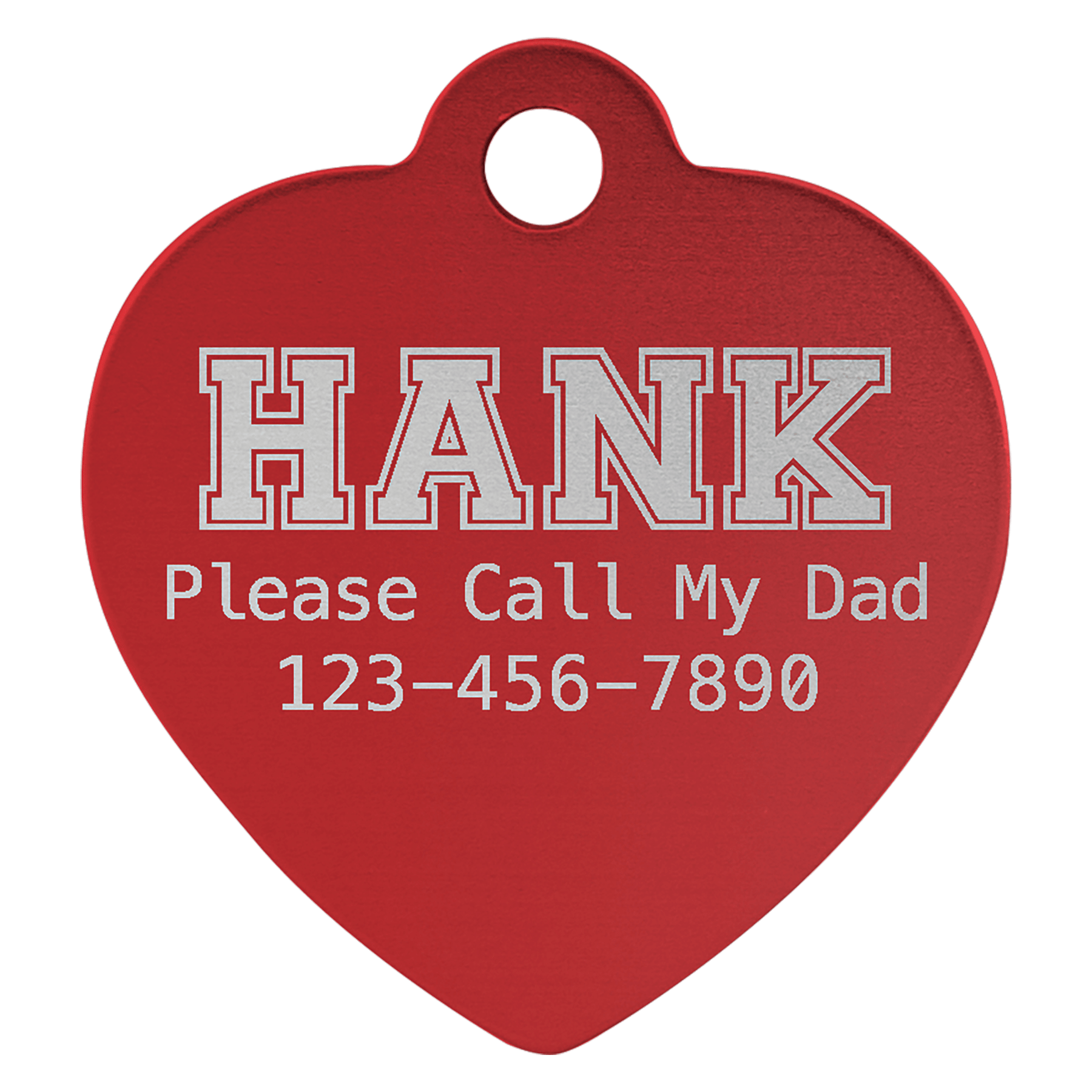 1" x 1" Red Anodized Aluminum Heart Pet Tag