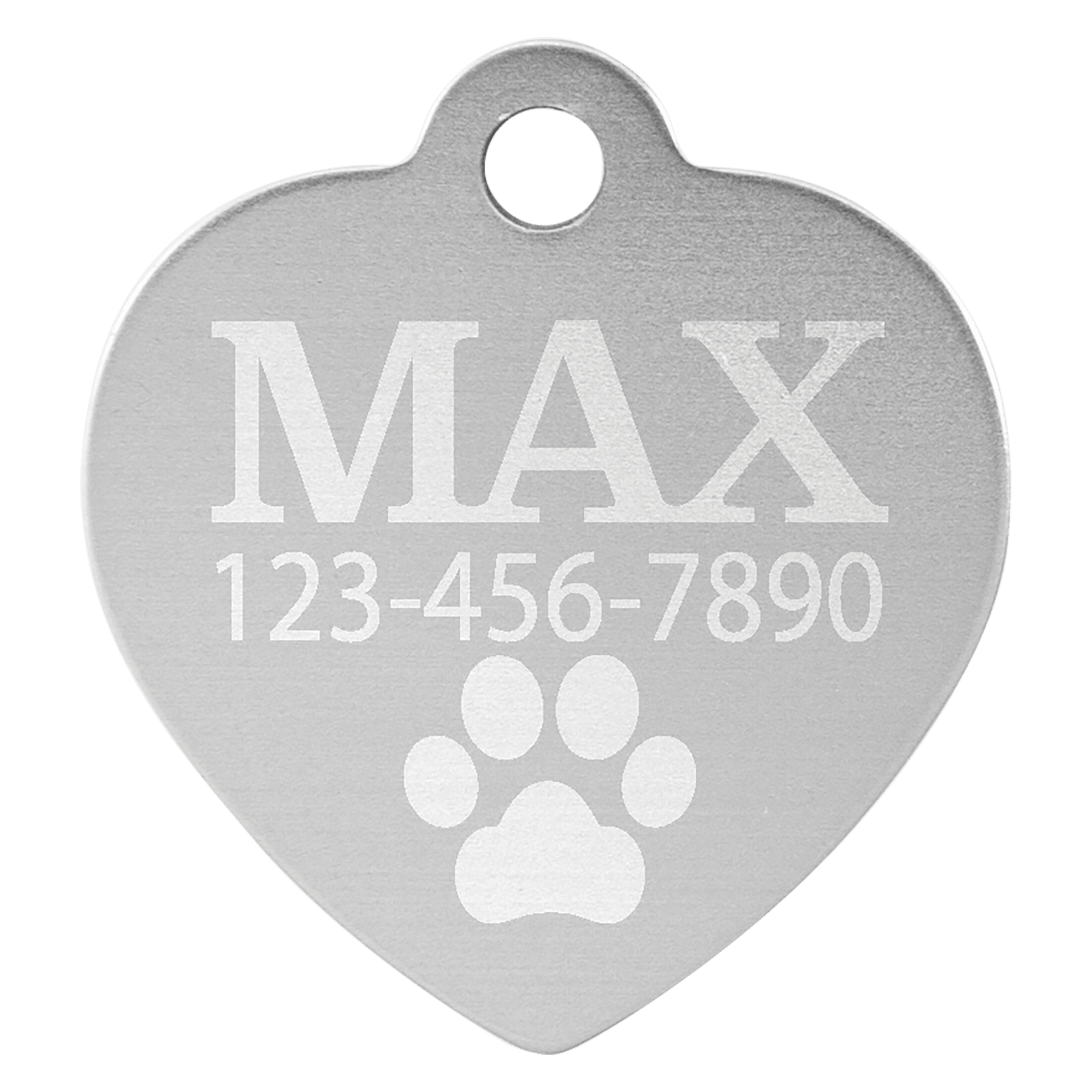 1" x 1" Silver Anodized Aluminum Heart Pet Tag