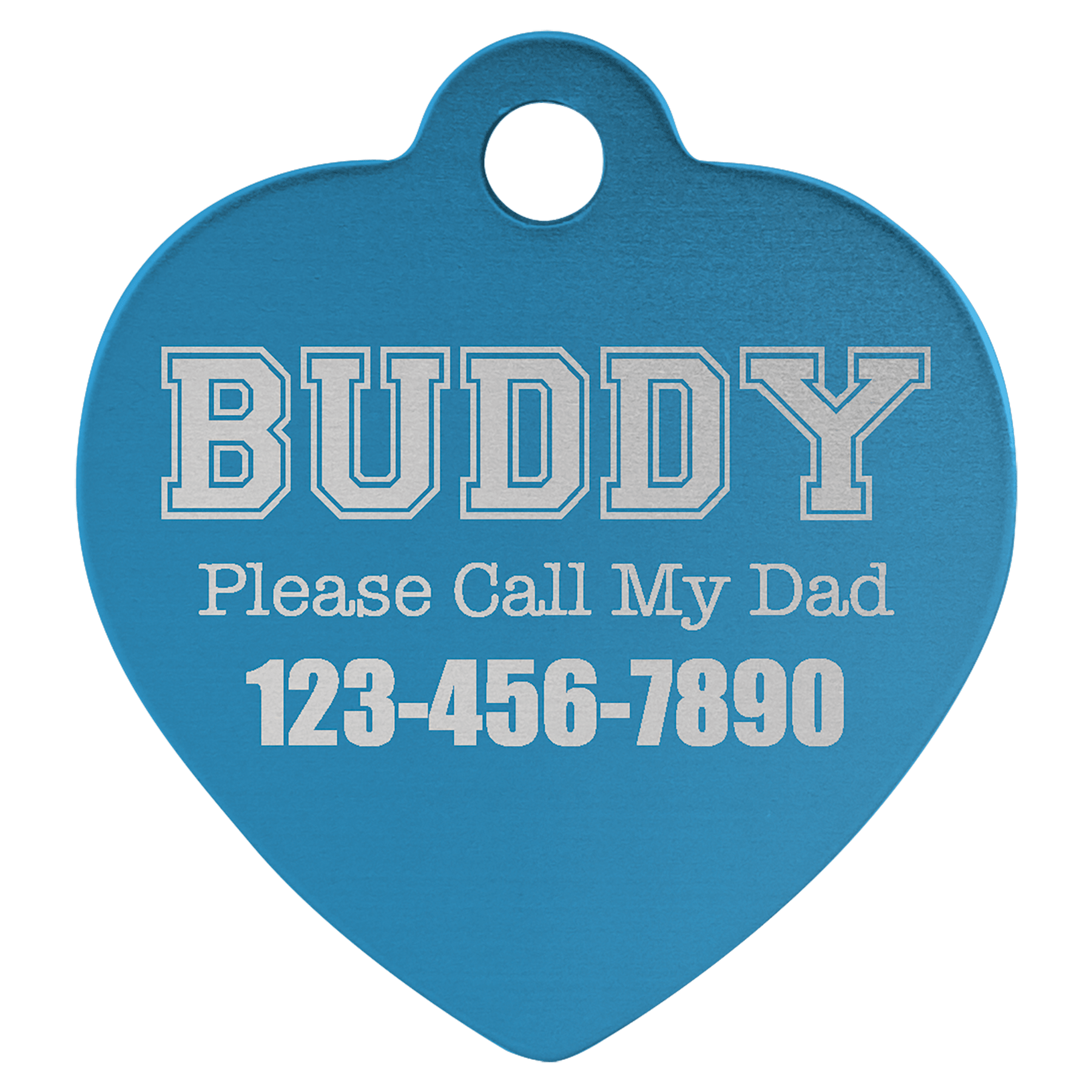1.25" x 1.25" Blue Anodized Aluminum Heart Pet Tag