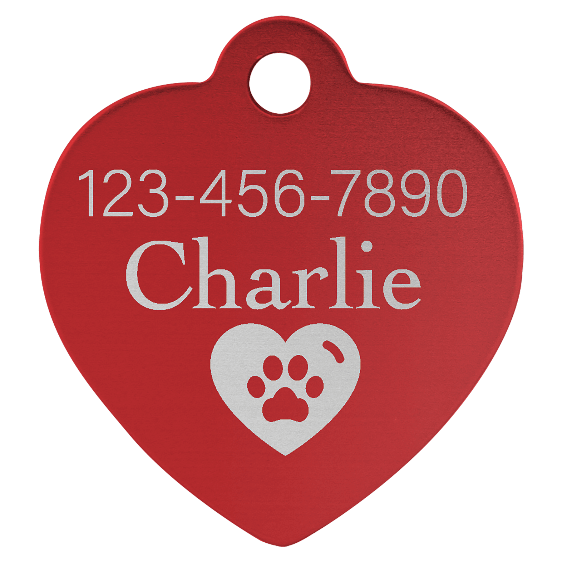 1.25" x 1.25" Red Anodized Aluminum Heart Pet Tag